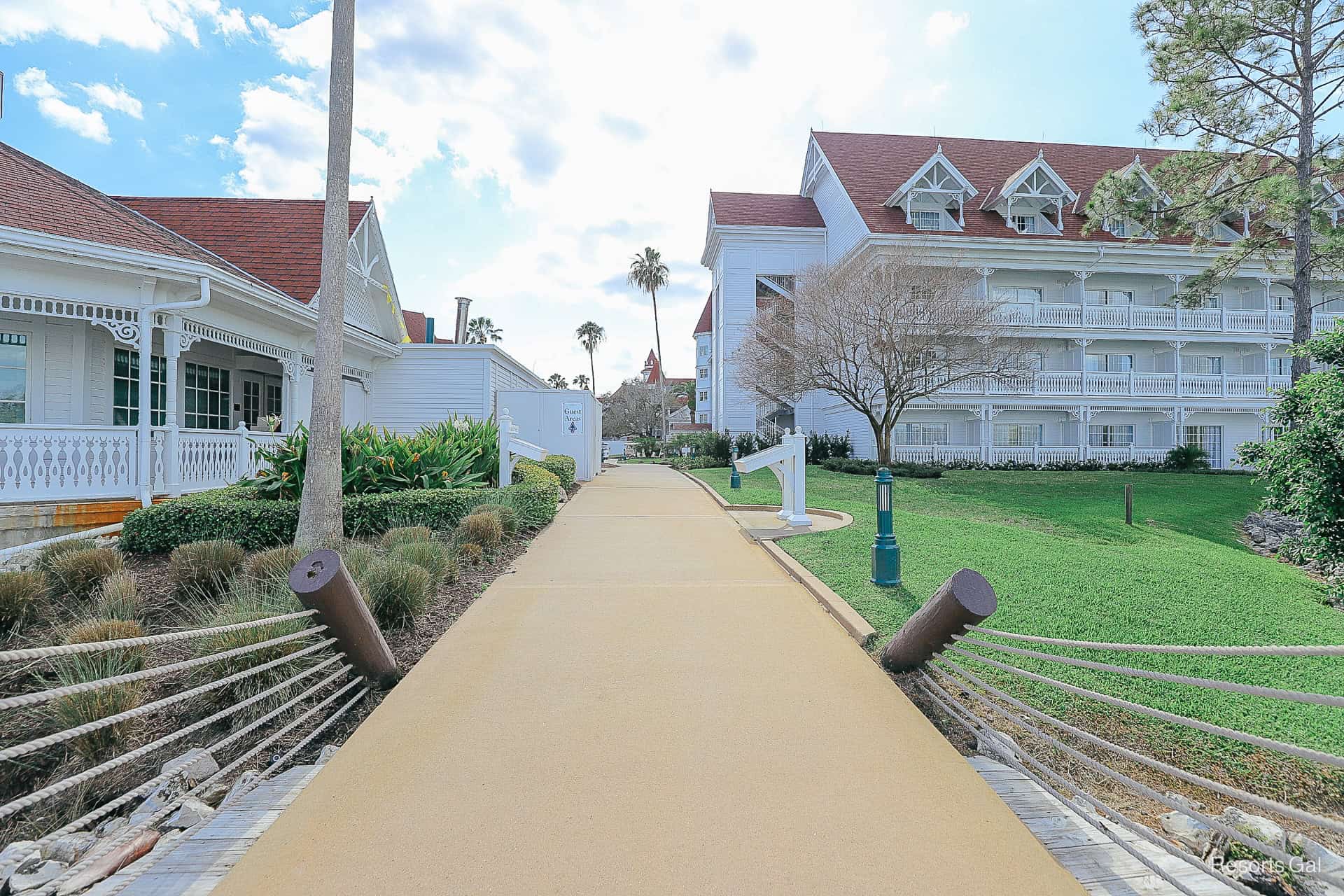 a look back to the resort from the boat dock at Grand Floridian 