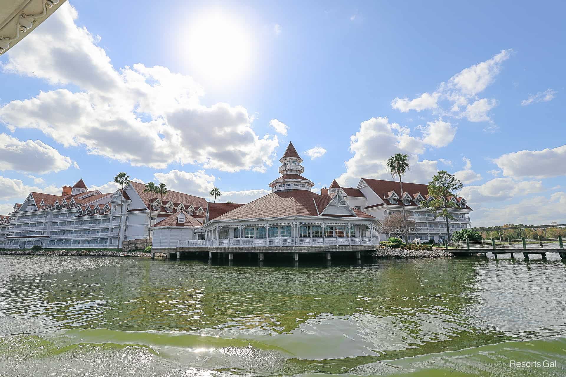 the Grand Floridian boat dock from the water