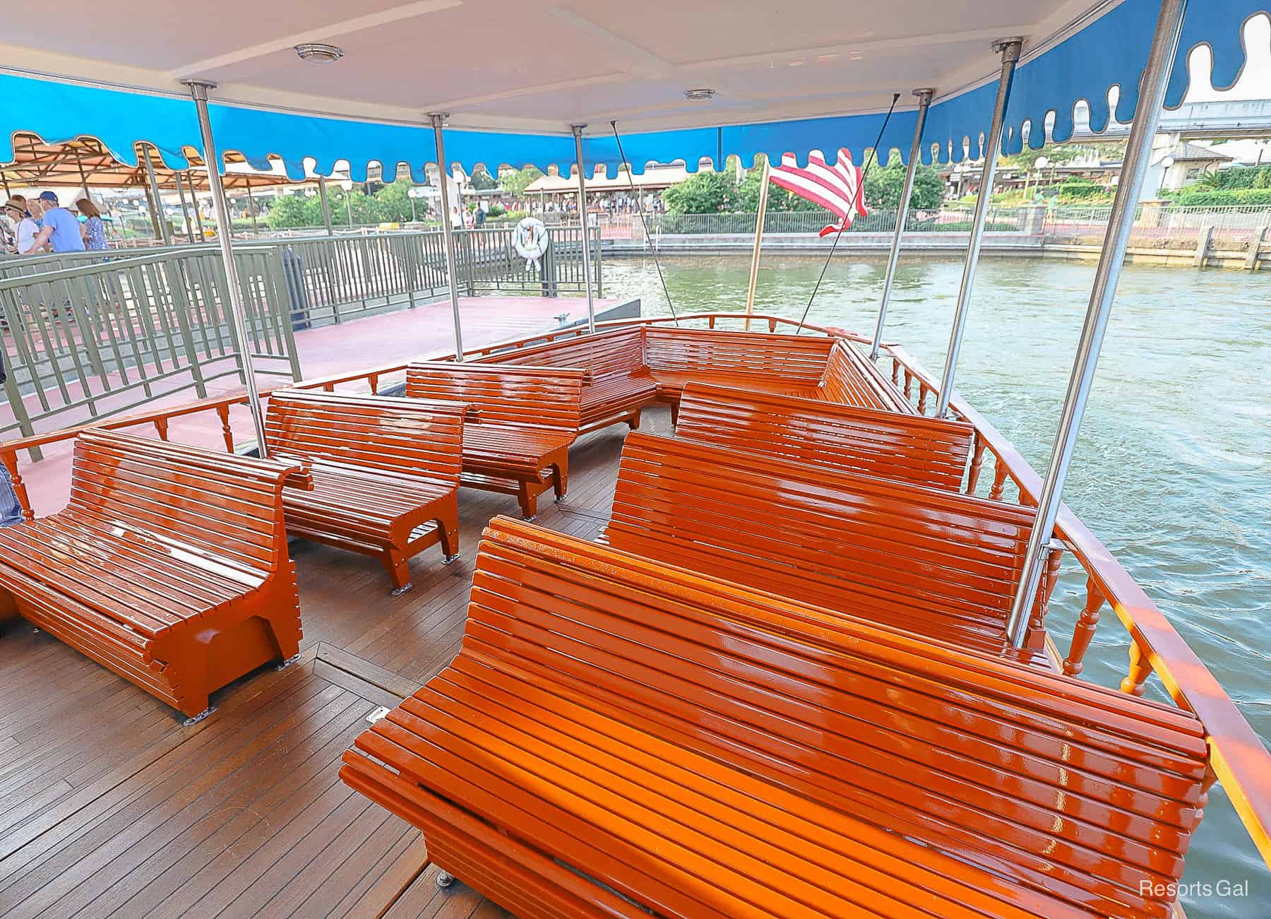 the benches on one of the smaller boats 