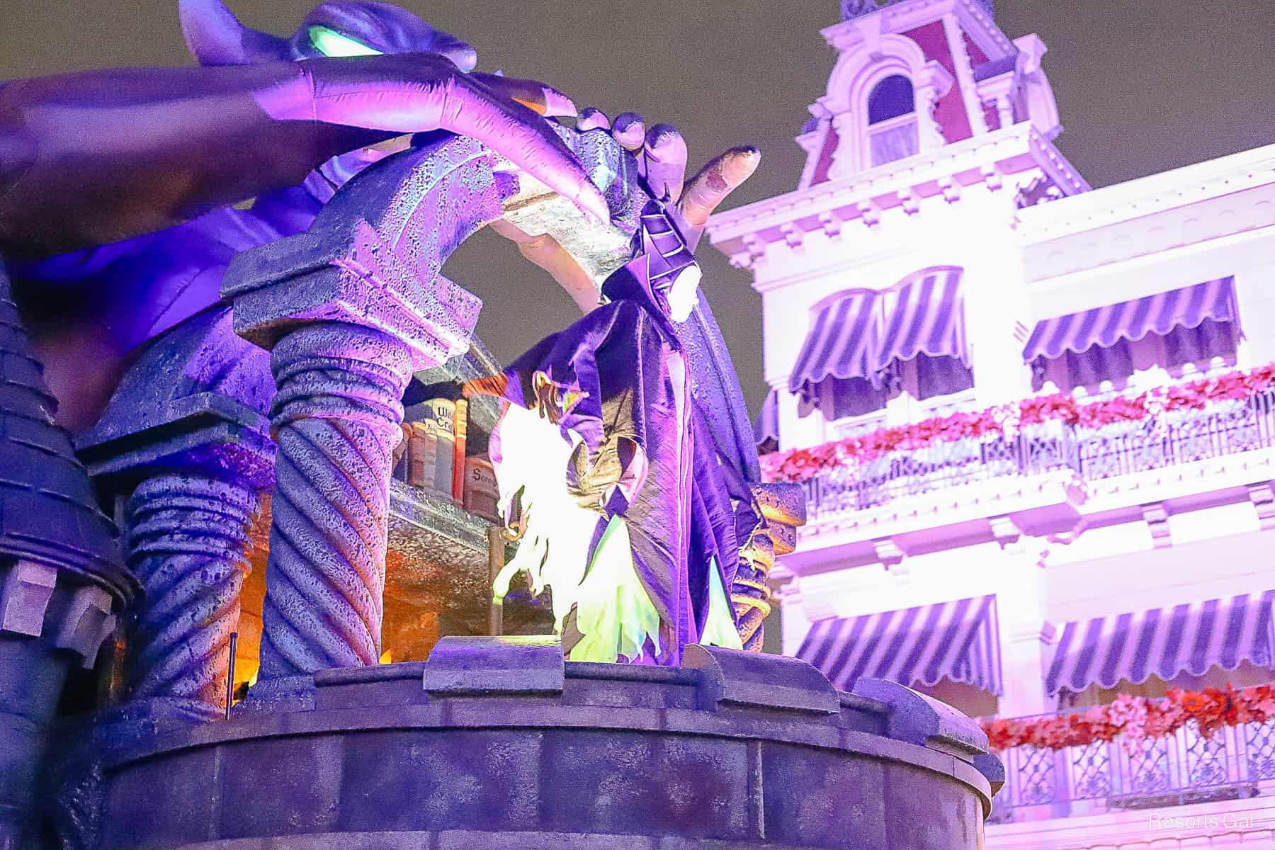 Maleficent on top of the float 