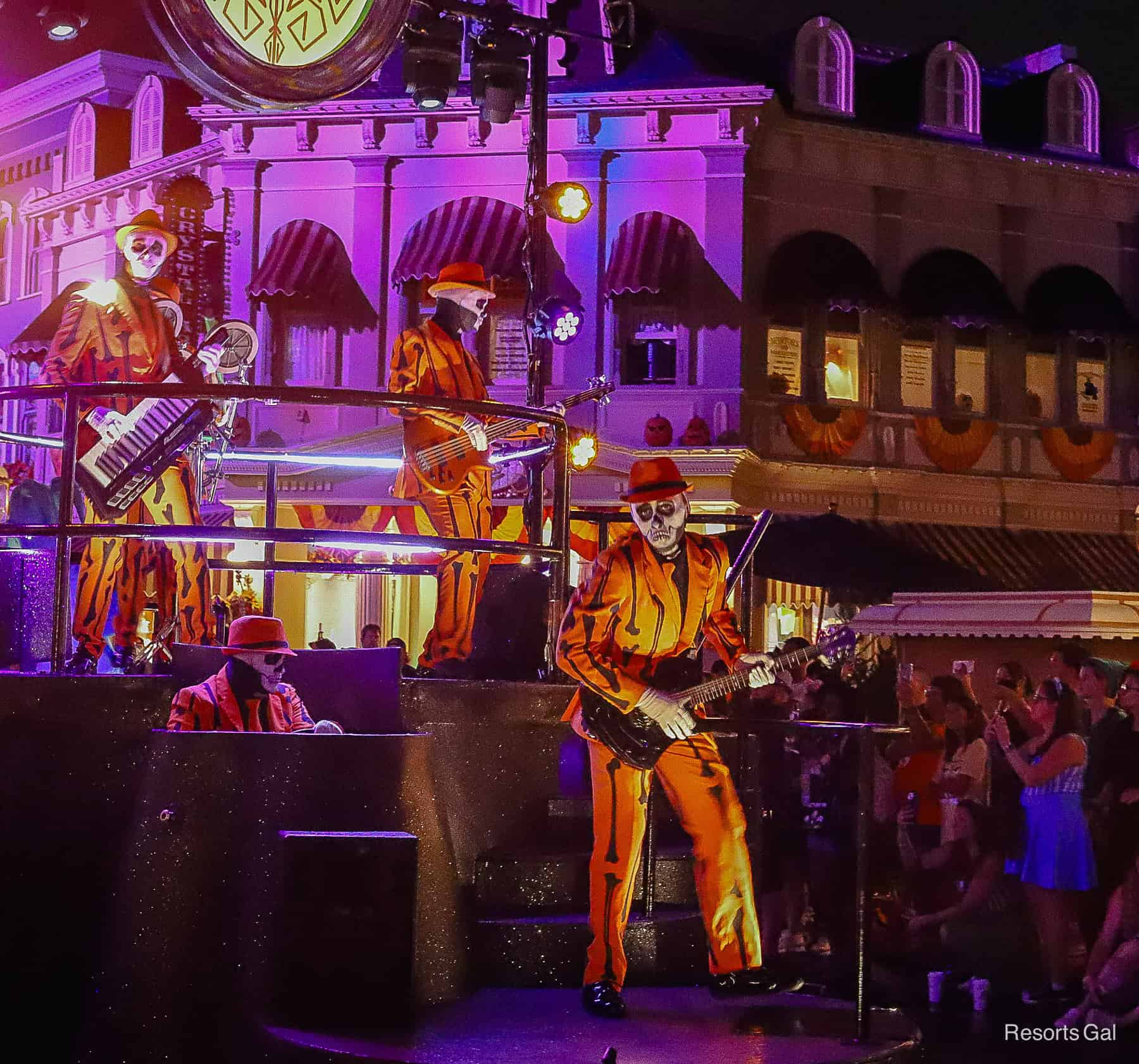 the Skeleton band in the Boo To You Parade 