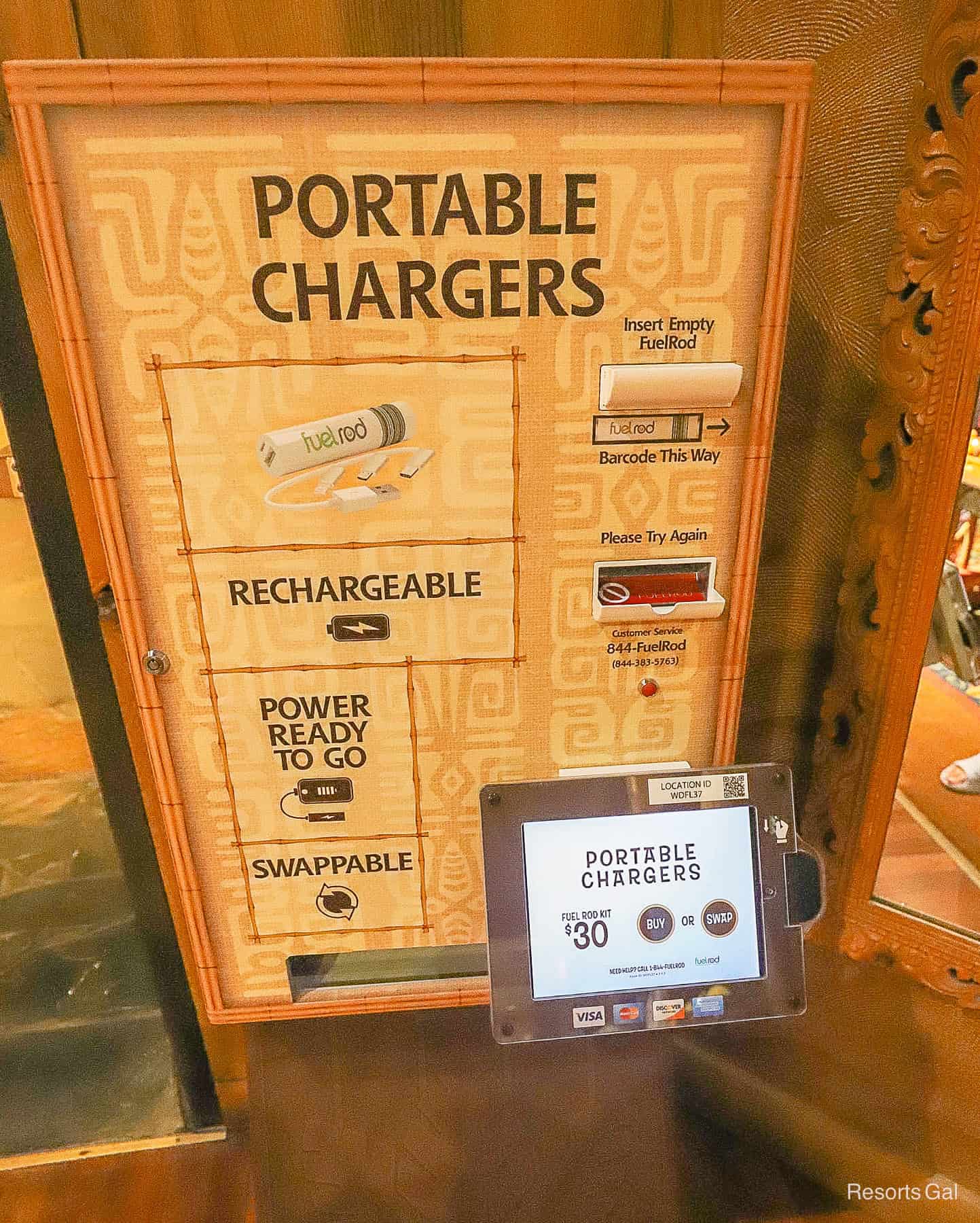 a portable charger station inside the gift shop