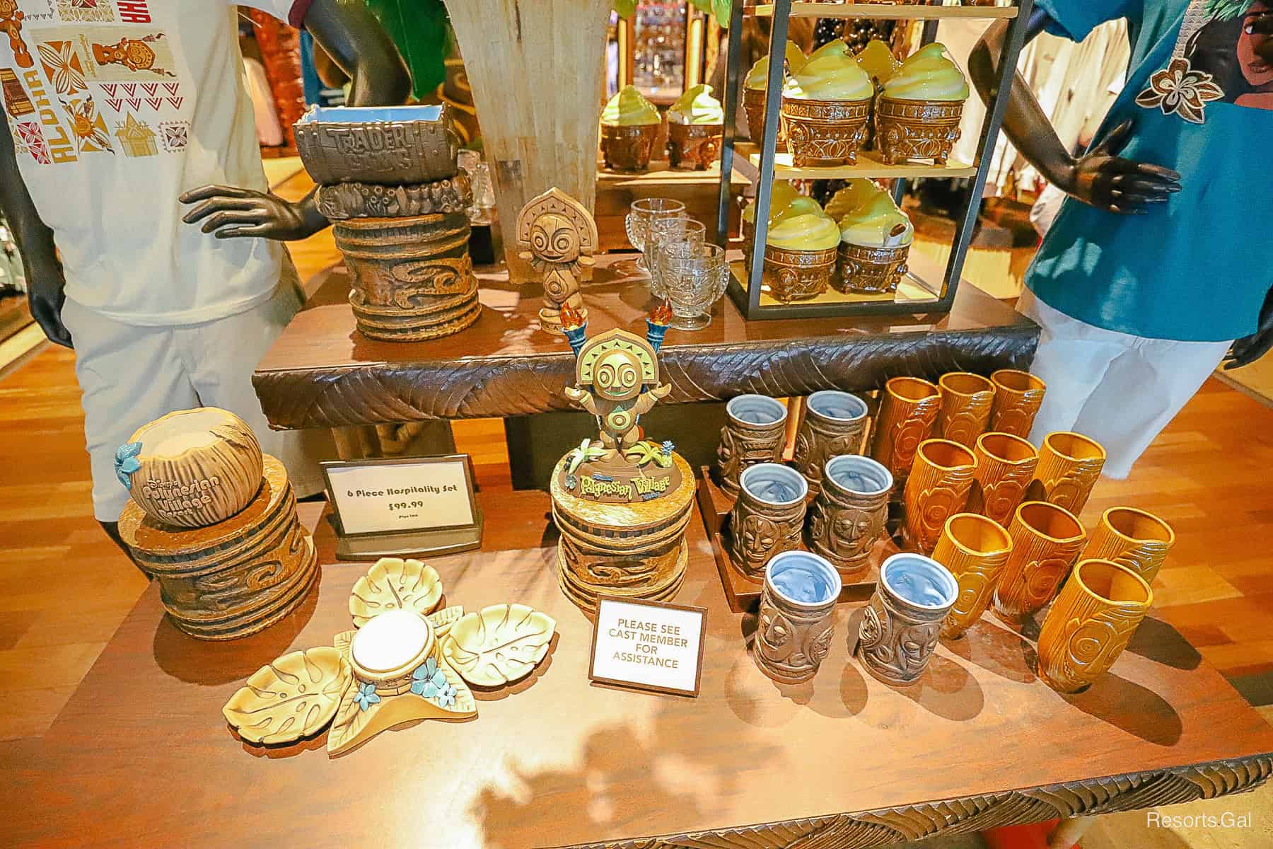 a closeup of the ceramic pieces representing the Polynesian Resort 