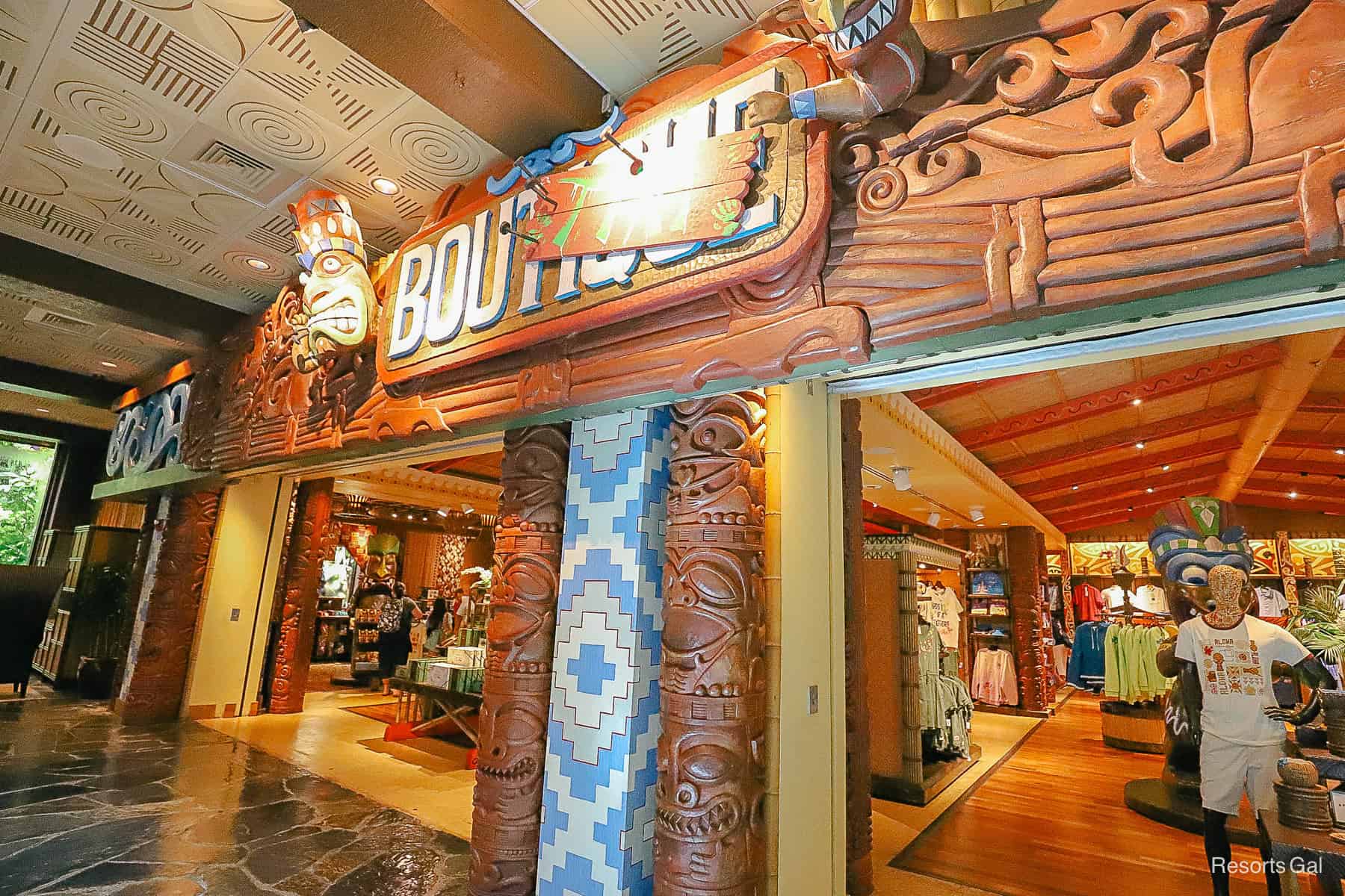 the entrance of Boutiki with the "tiki" letters in the sign over the word Boutique