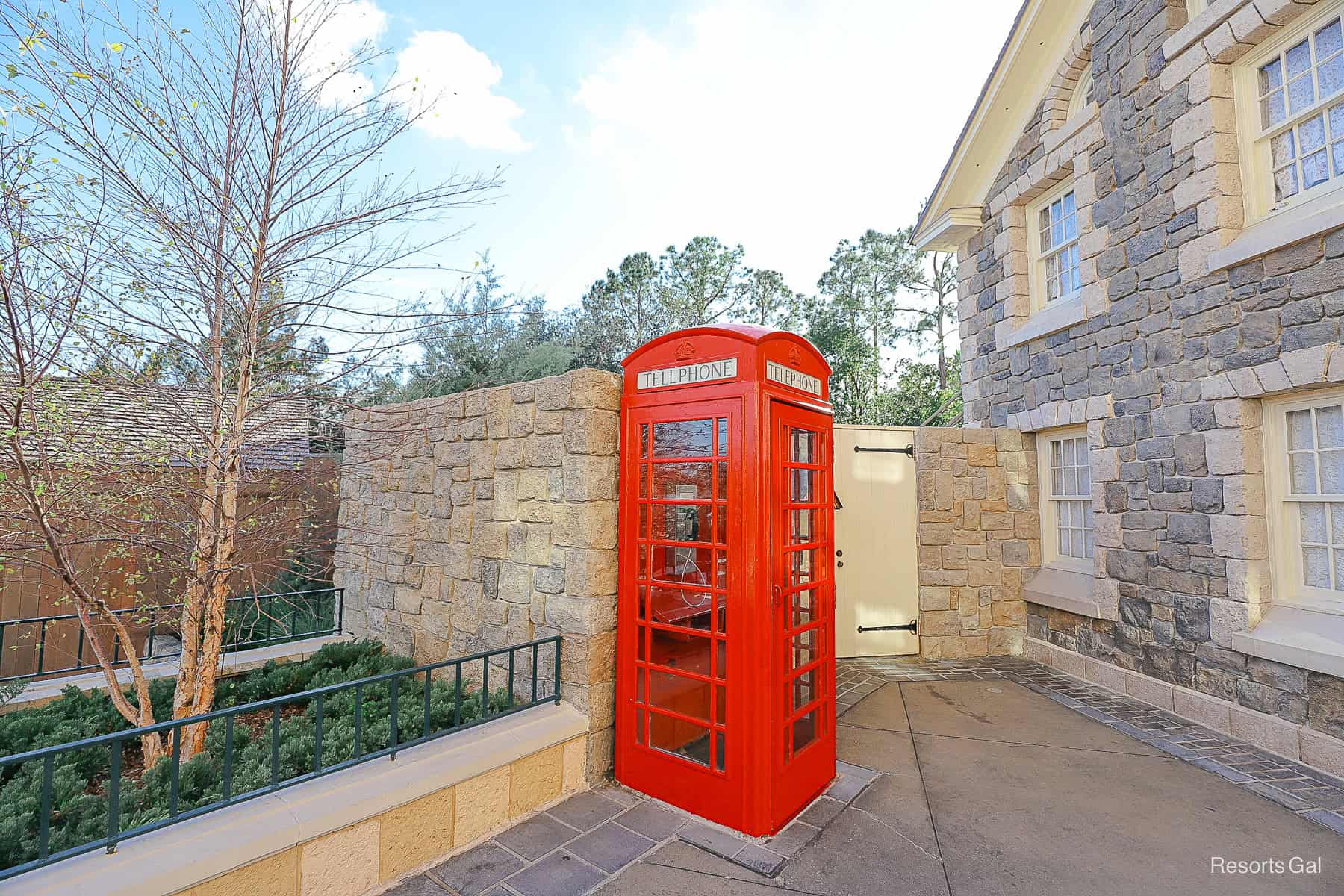 Telephone Booth that's bright red in Epcot's Canada Pavilion 