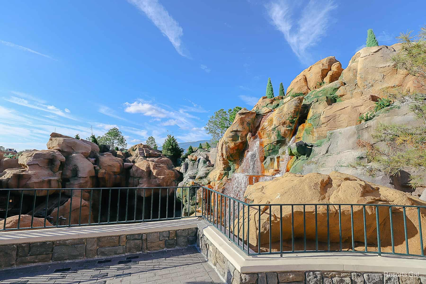 the overlook to the waterfall in the Canada Pavilion 