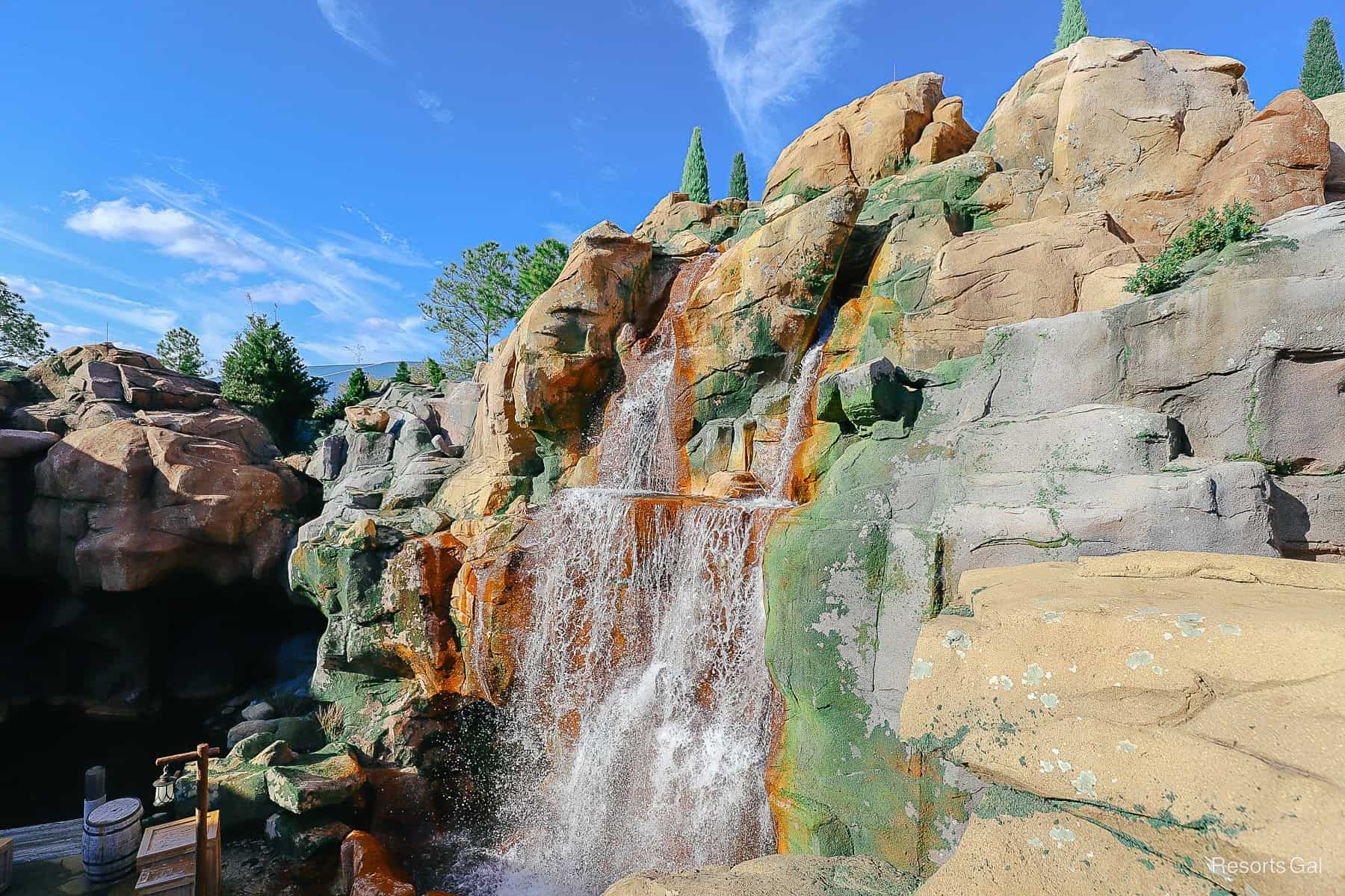 waterfalls in the back of the Canada Pavilion at Epcot 