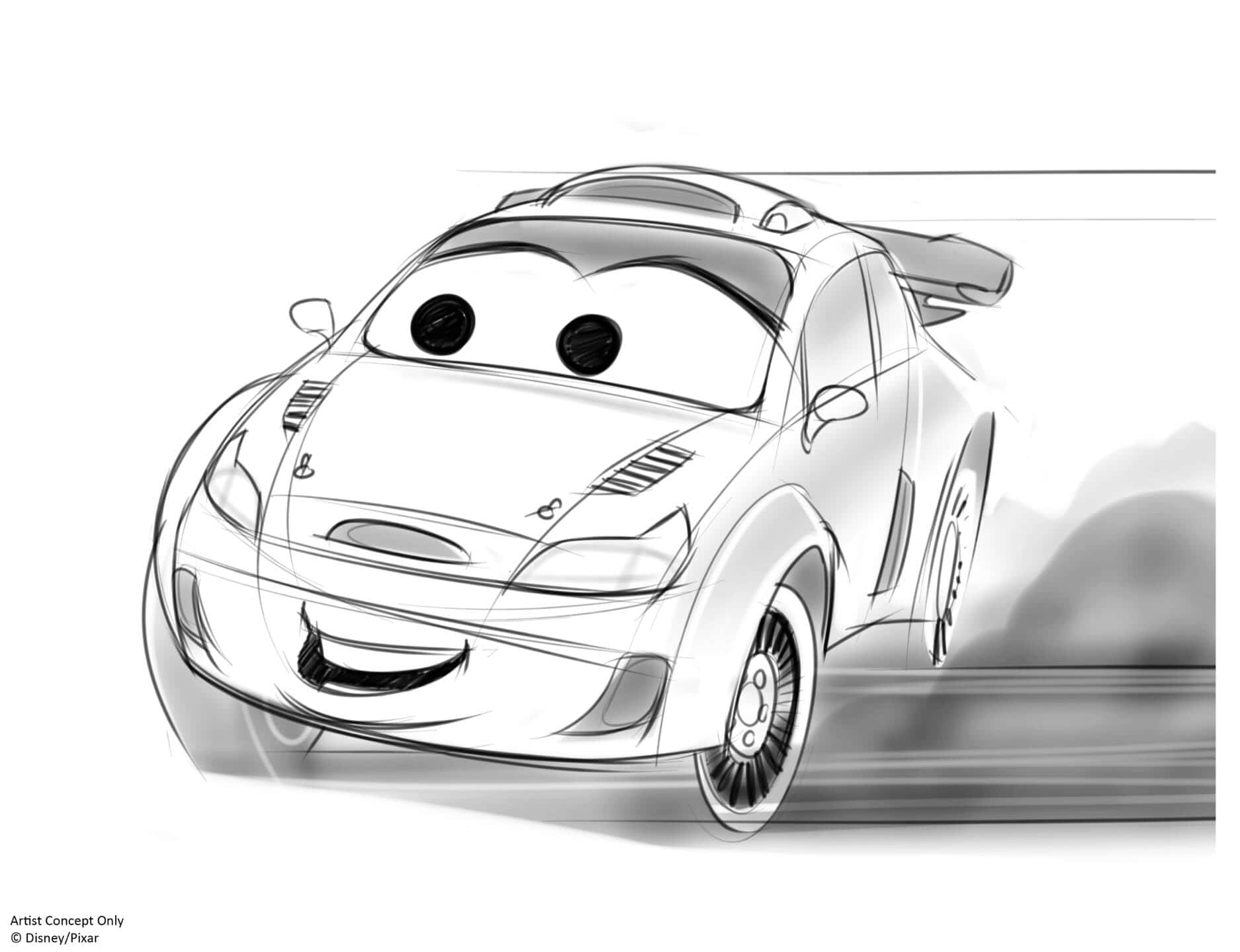 Cars Black and White Ride Vehicle Sketch 