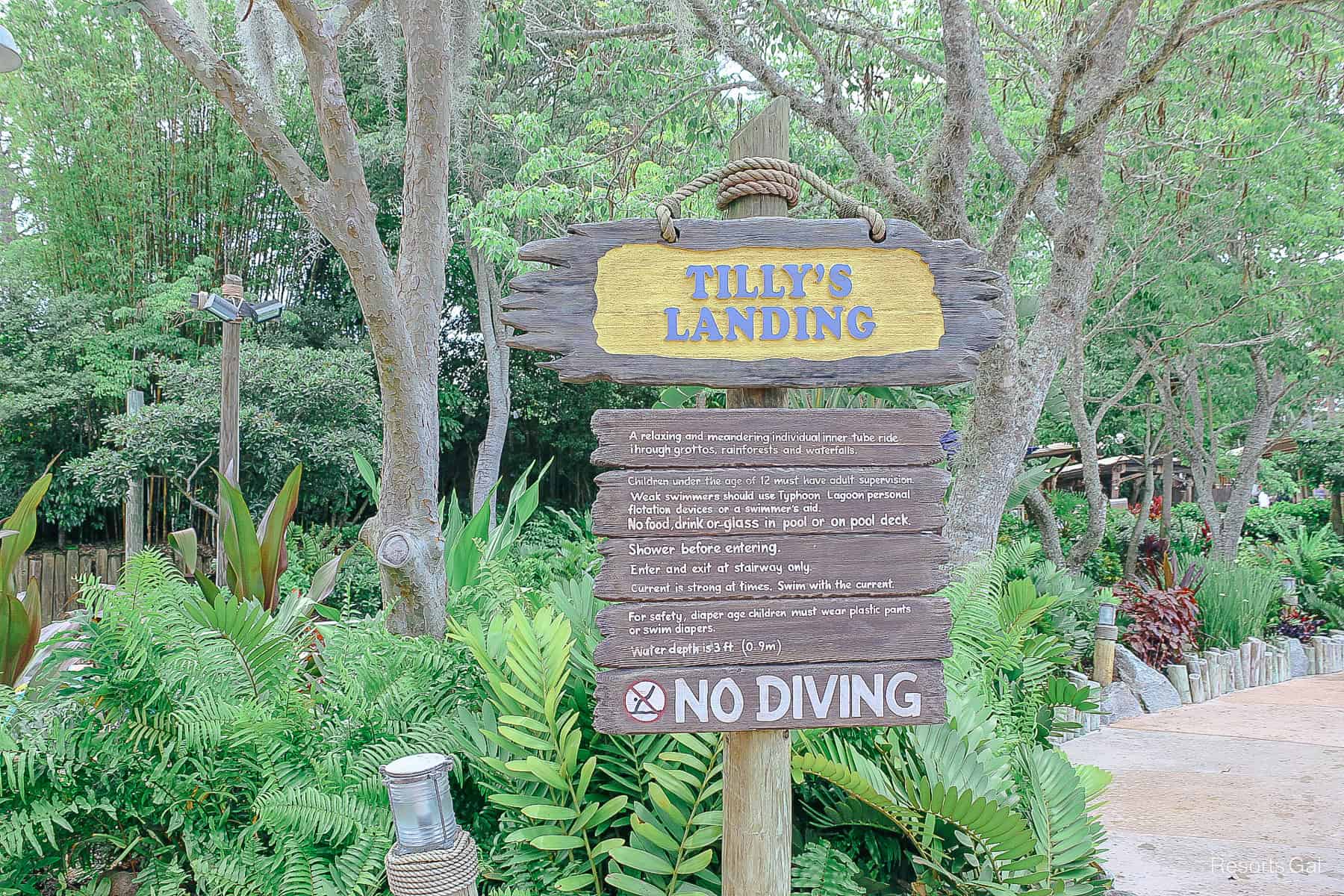 Tilly's Landing signage at Castaway Creek 