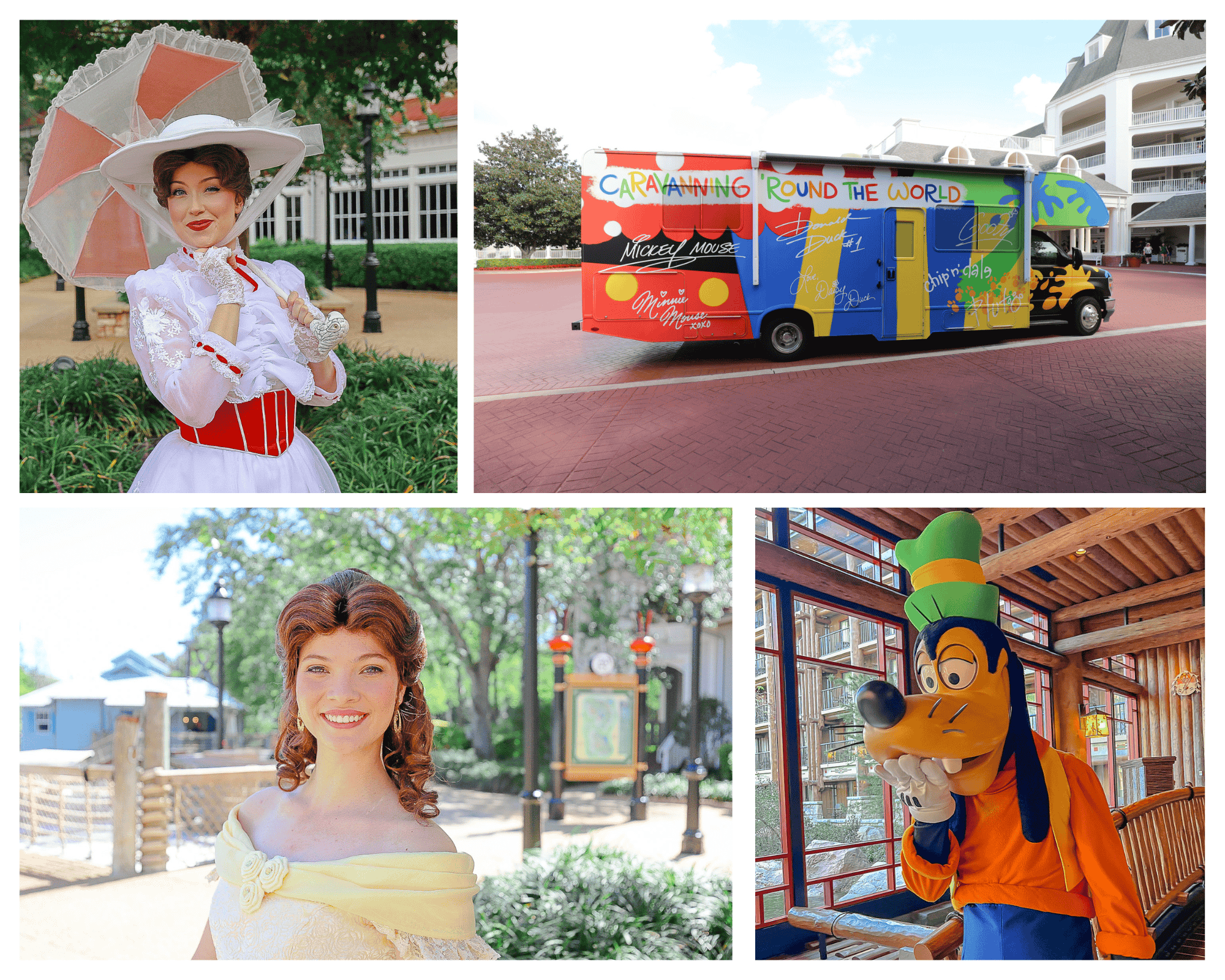 a collage of characters we've met at the Disney Resort Hotels