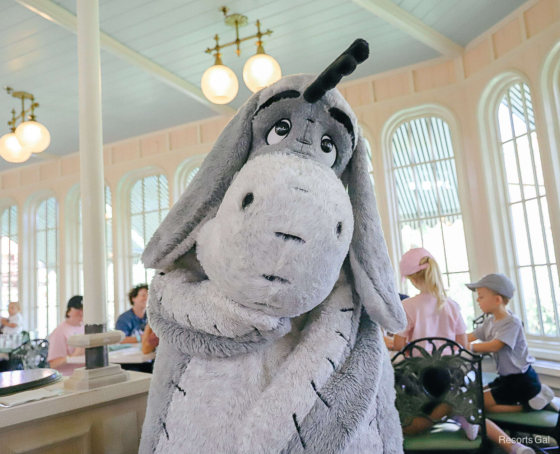 Eeyore at character dining at Disney World 