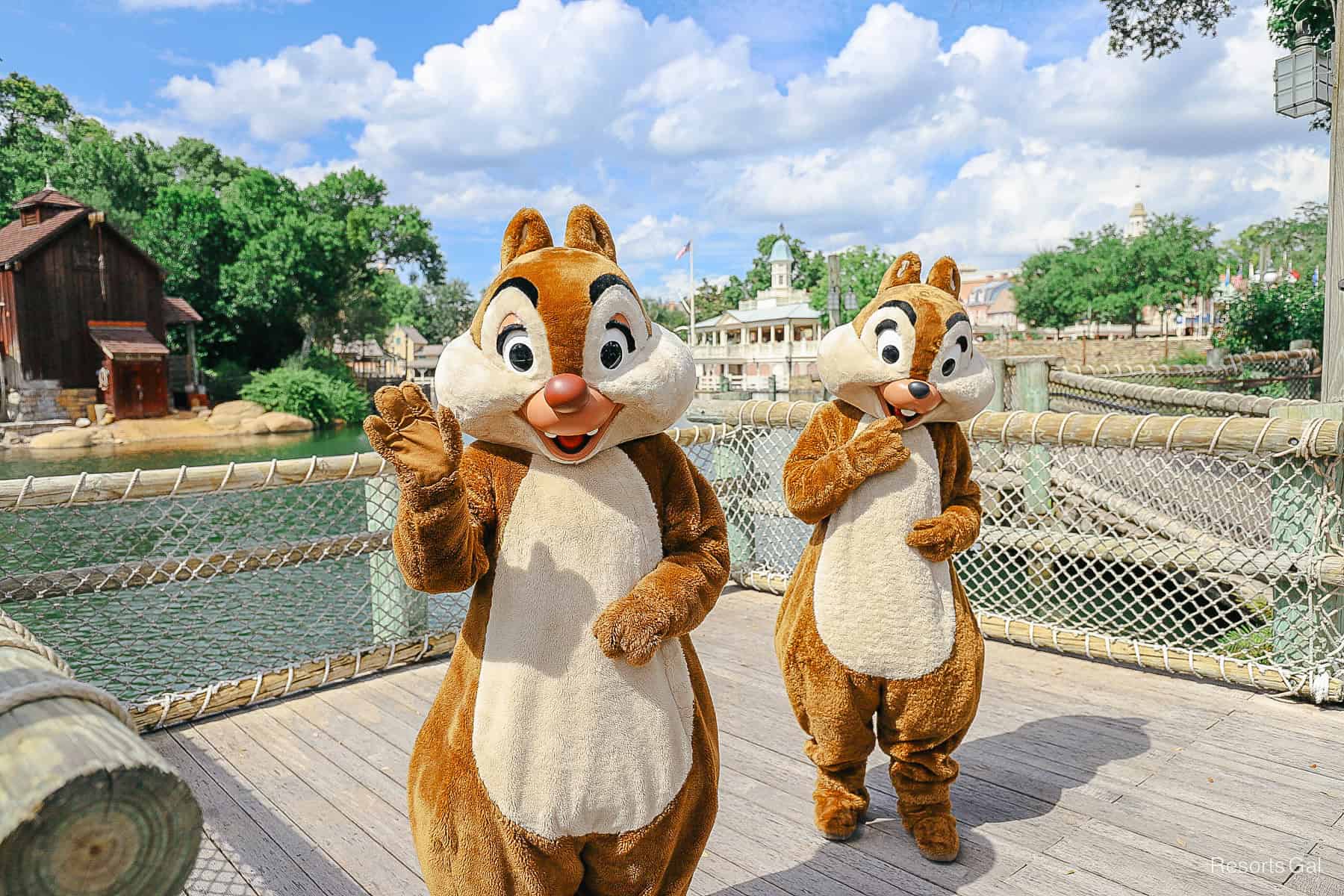 Chip and Dale on the River Walk at Magic Kingdom 