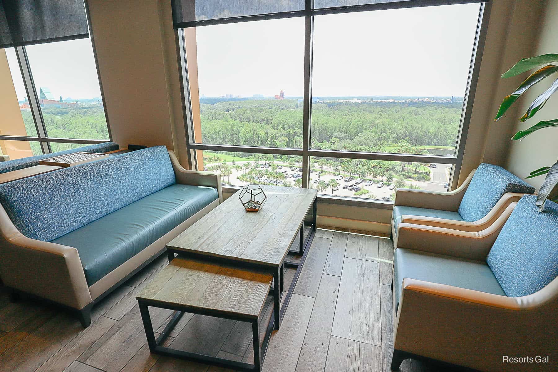 a sitting area in a club level lounge 