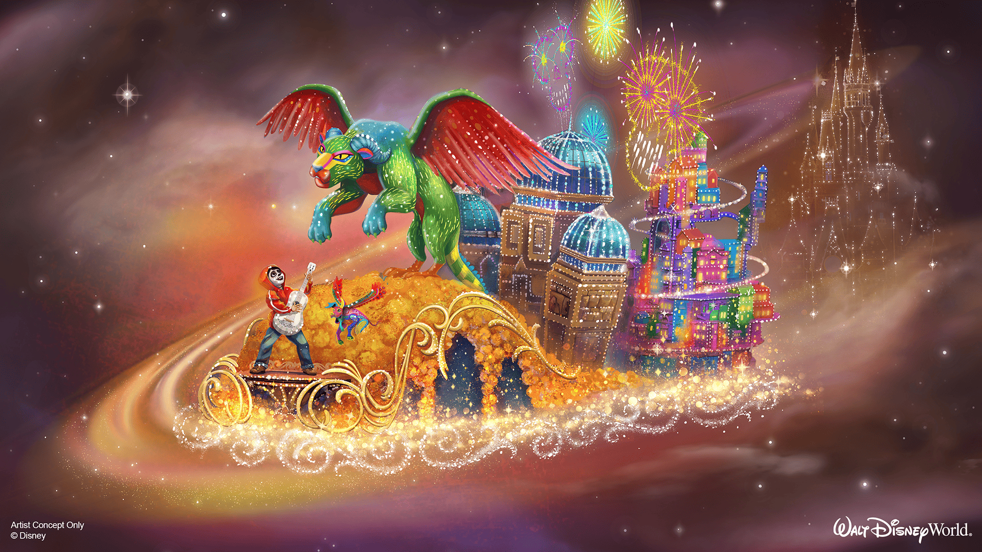 First Look at ‘Coco’ Nighttime Parade Float for Disney Starlight and Attraction Poster