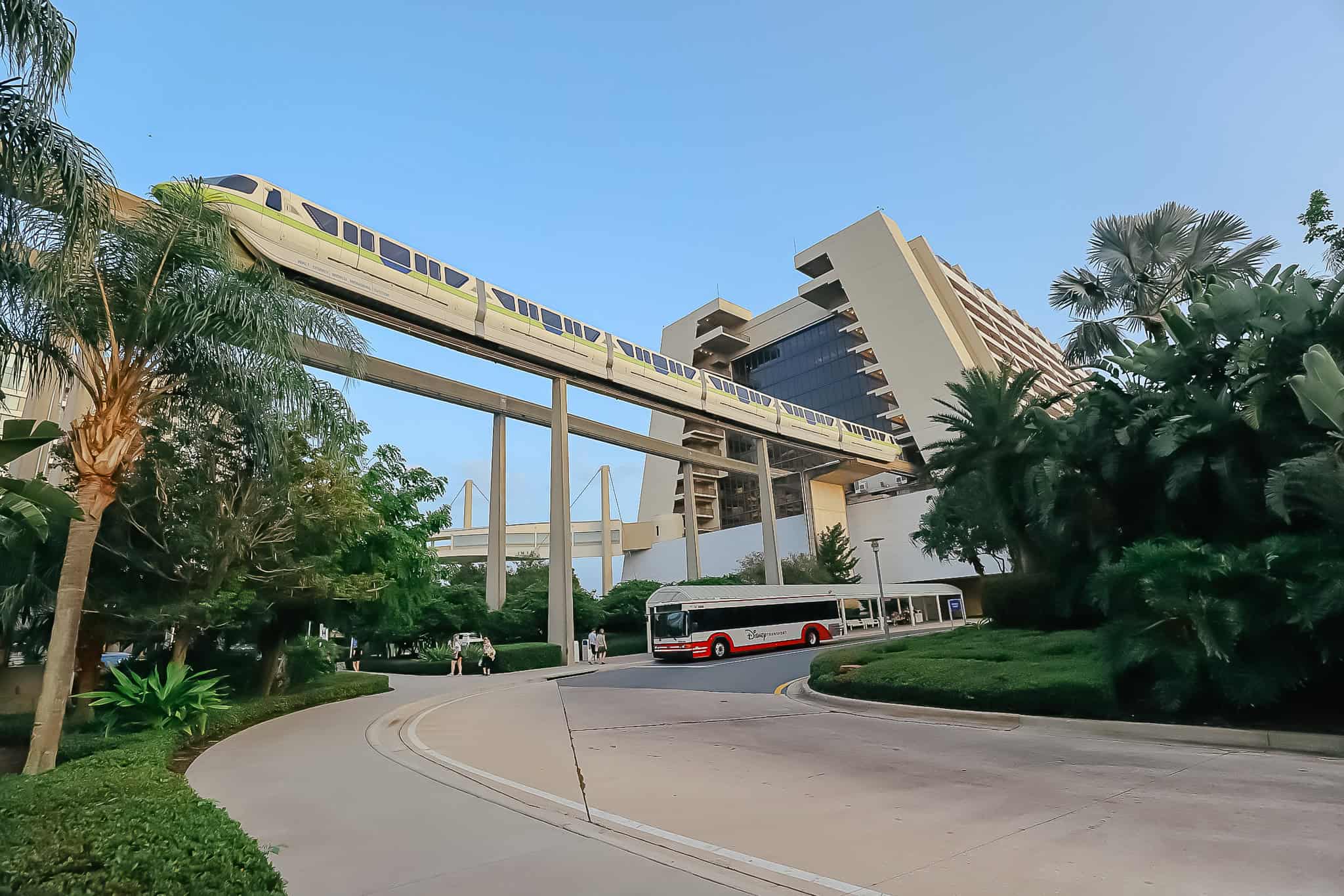 the monorail entering the center of Disney's Contemporary Resort 