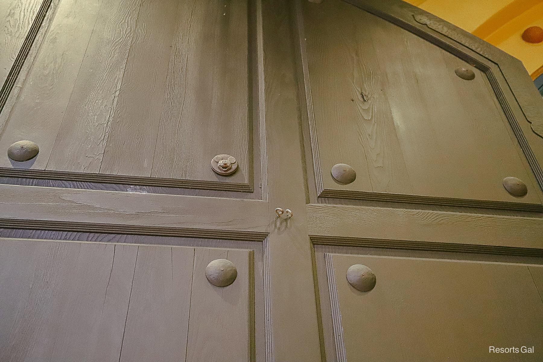 a hidden Mickey in a door panel near El Centro entrance 