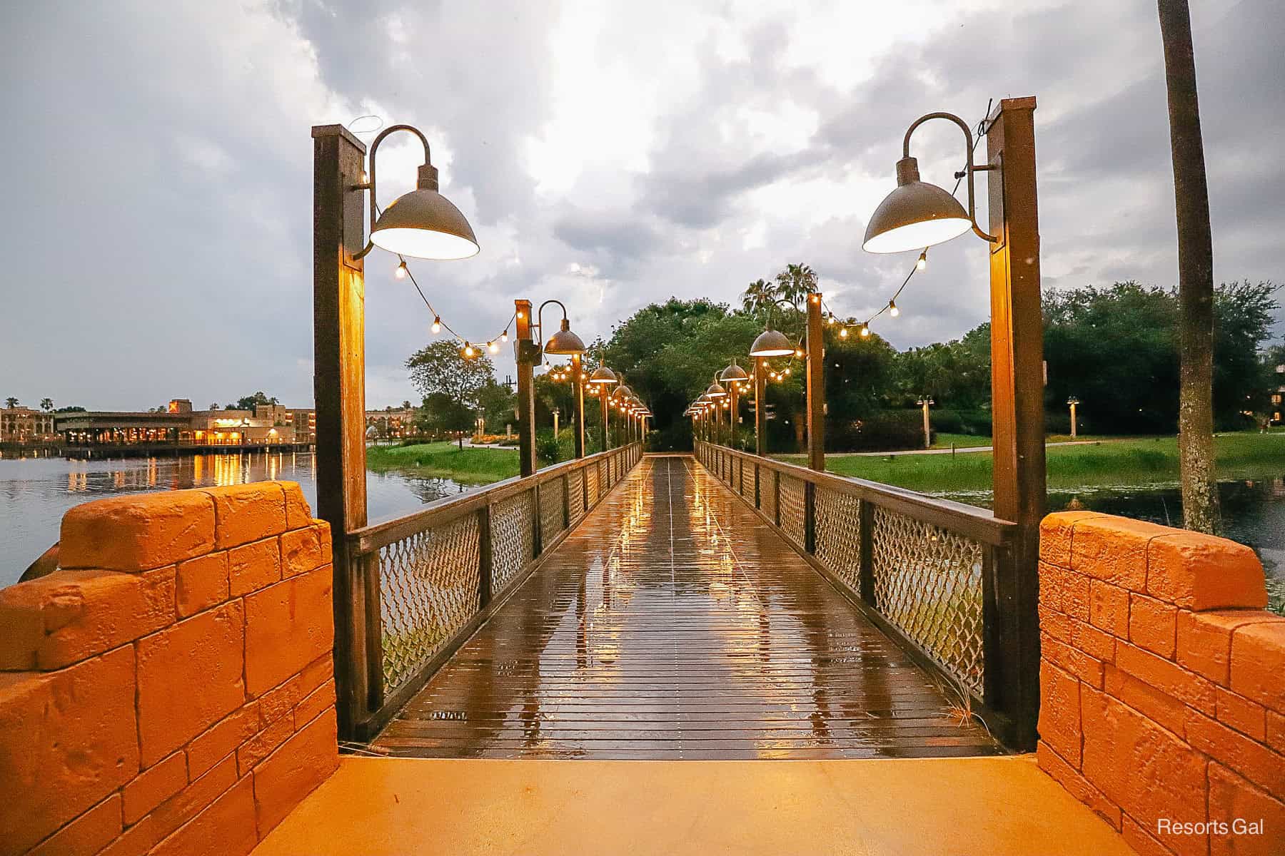 a bridge after rainfall between the Dig Site and Gran Destino Tower 