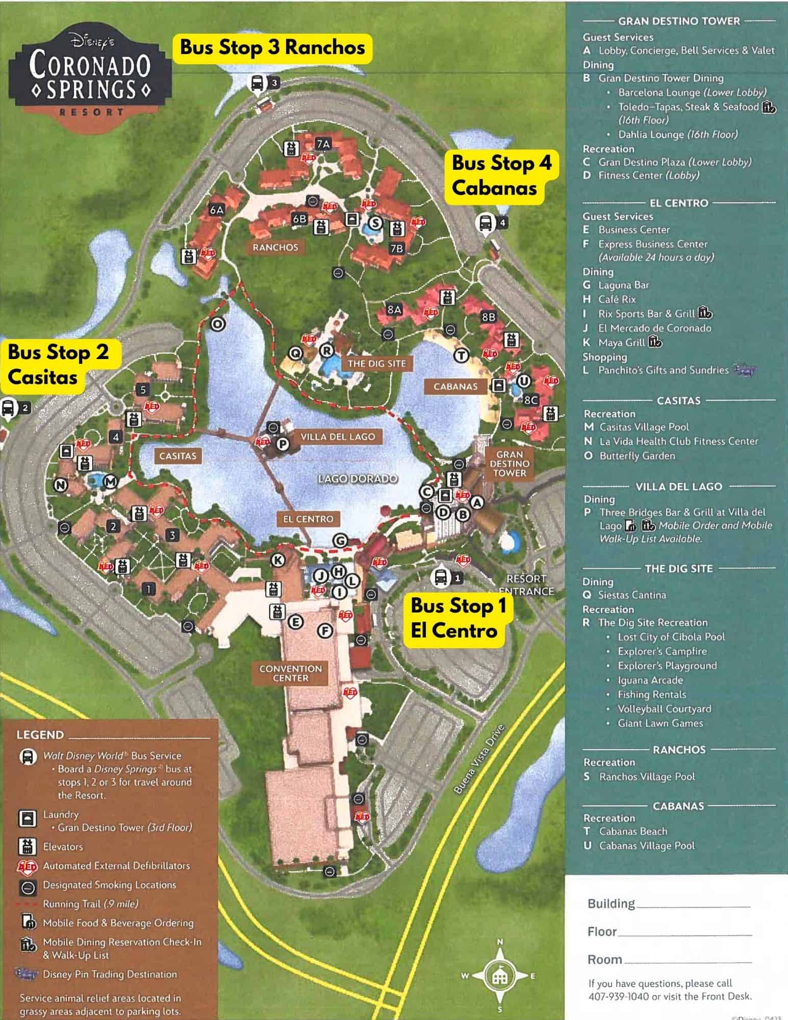 Disney's Coronado Springs Transportation Map 