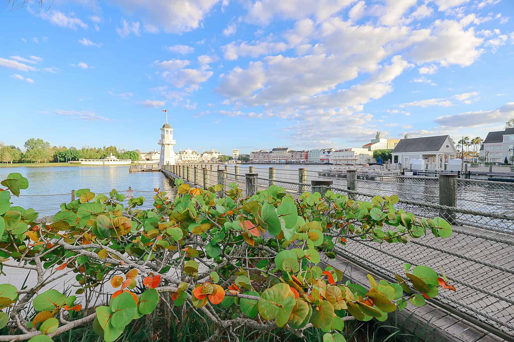 a view of the lighthouse and Boardwalk at Crescent Lake 