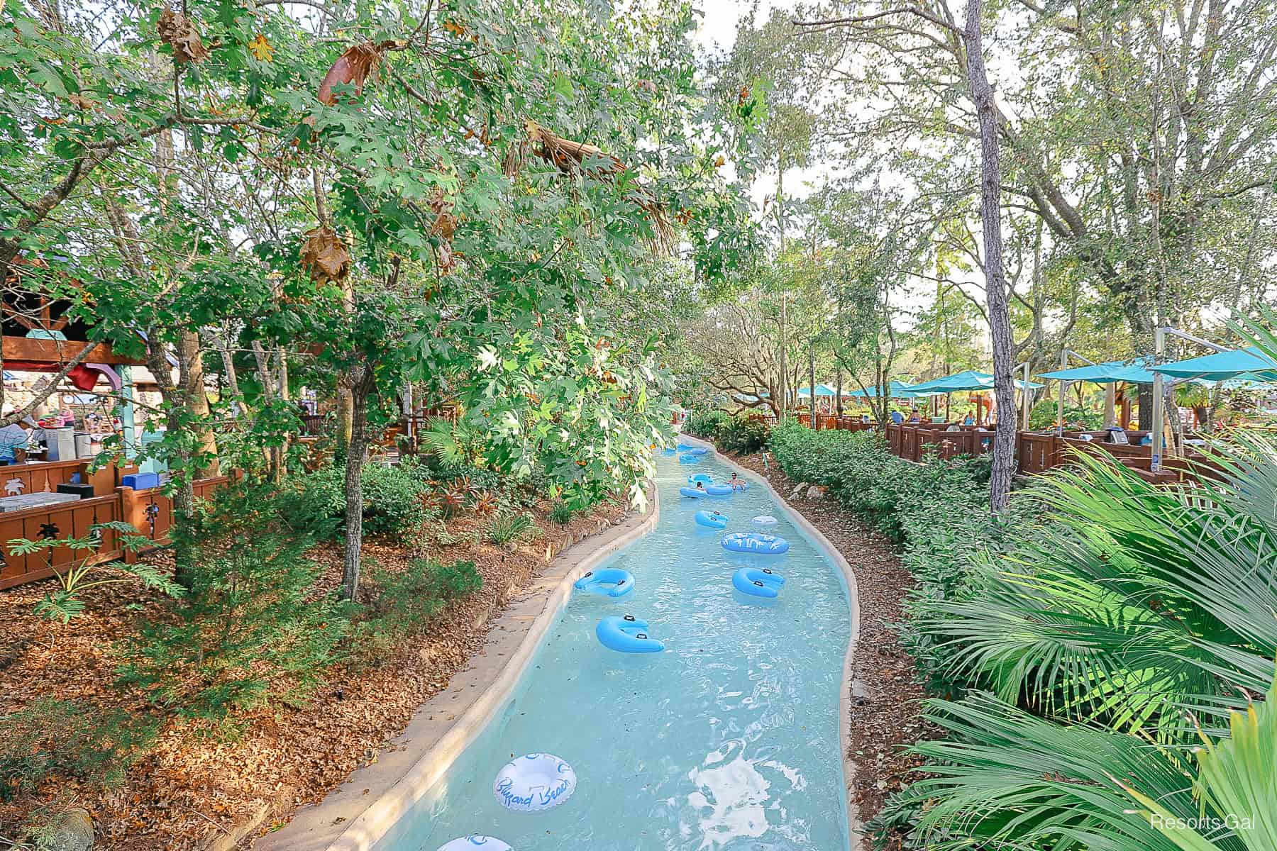 Guests floating down the lazy river at Disney's Blizzard Beach. 