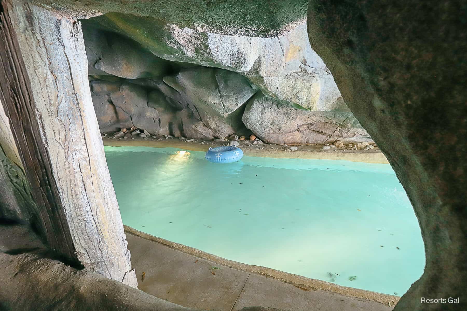 The interior of the illuminated grotto at Disney's Blizzard Beach. 