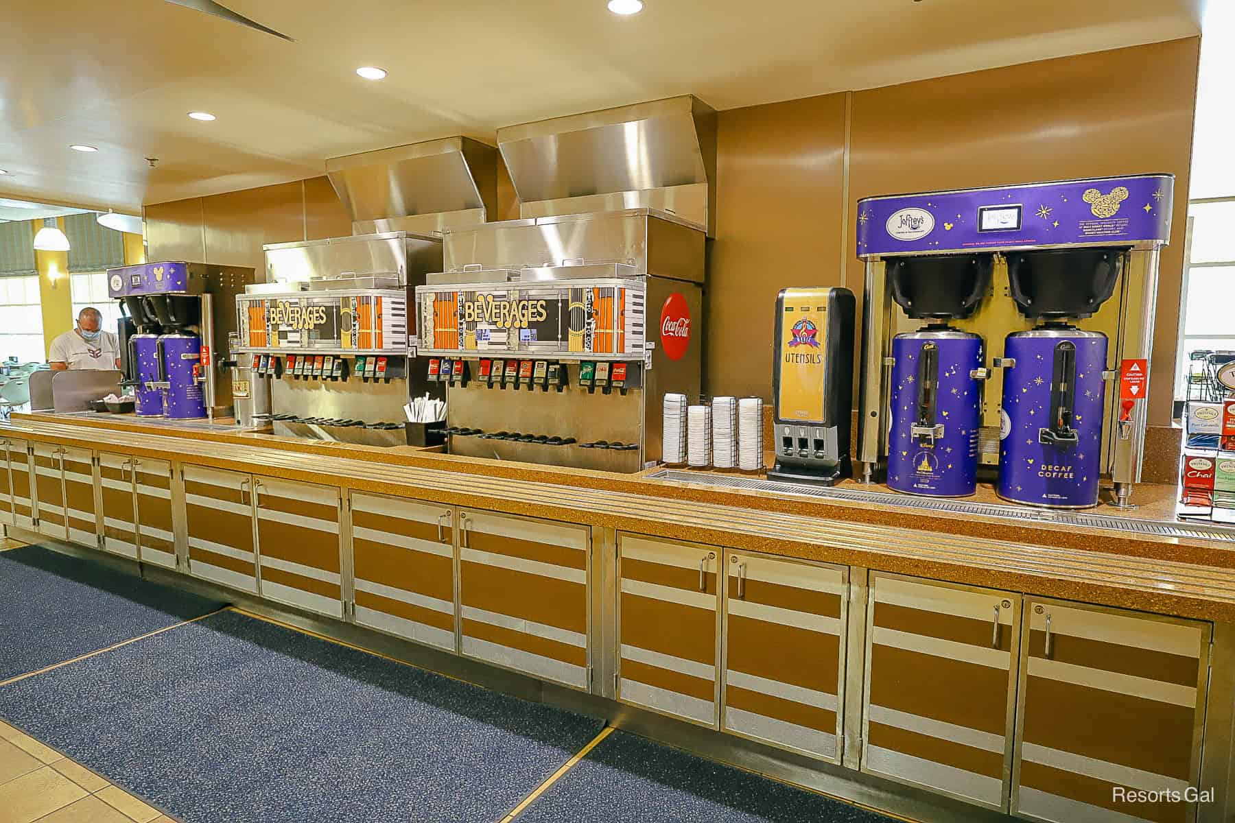 the beverage station in the food court at Disney's All-Star Music Resort 