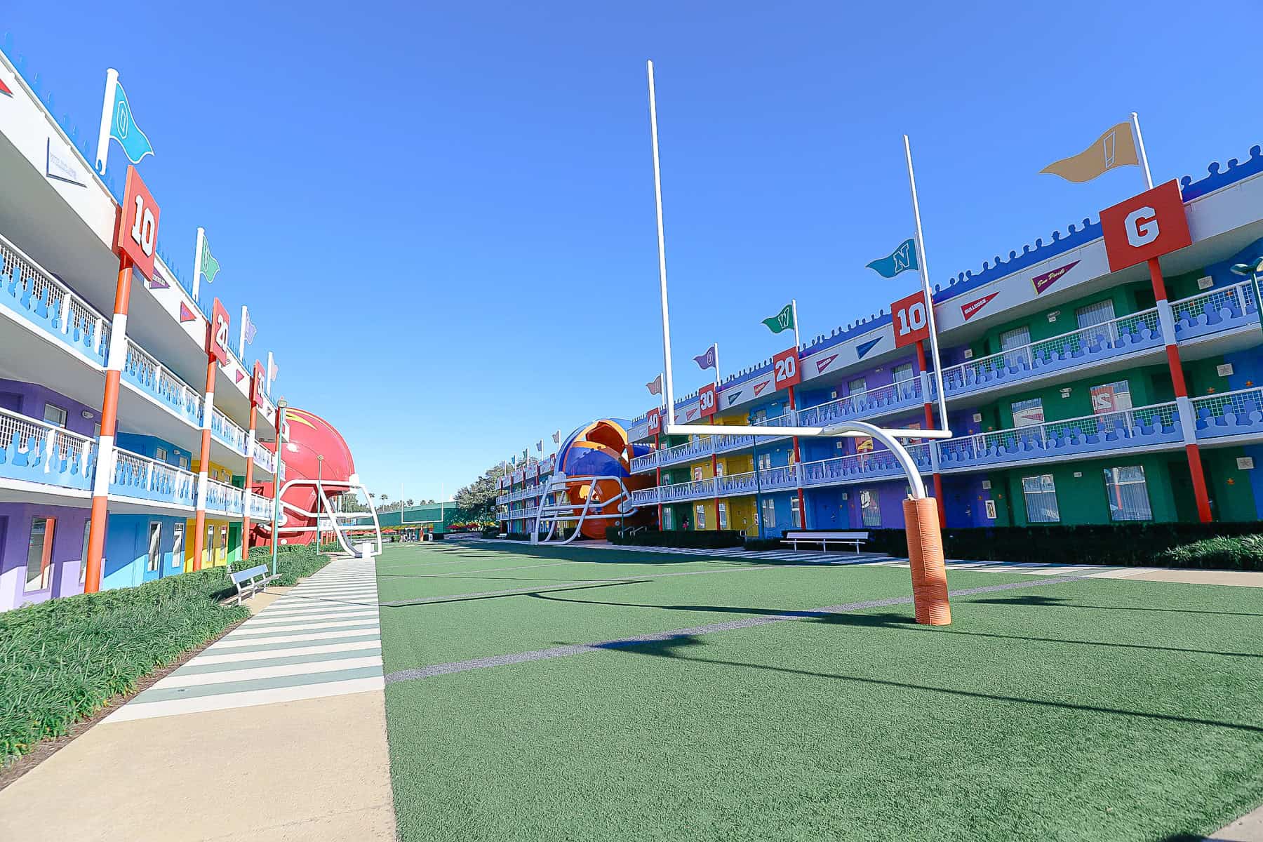 a football field with goal posts at Disney's All-Star Sports Resort 