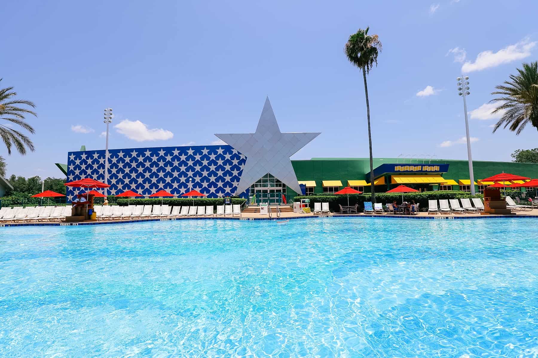 the Surfboard Bay Pool with the All-Star Sports star backdrop 