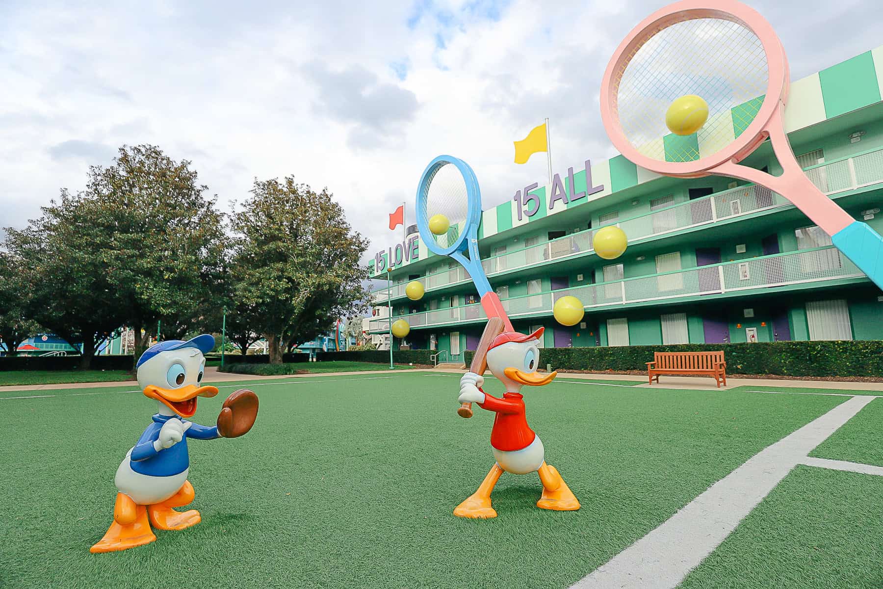 Donald's nephews on the tennis court at All-Star Sports. 