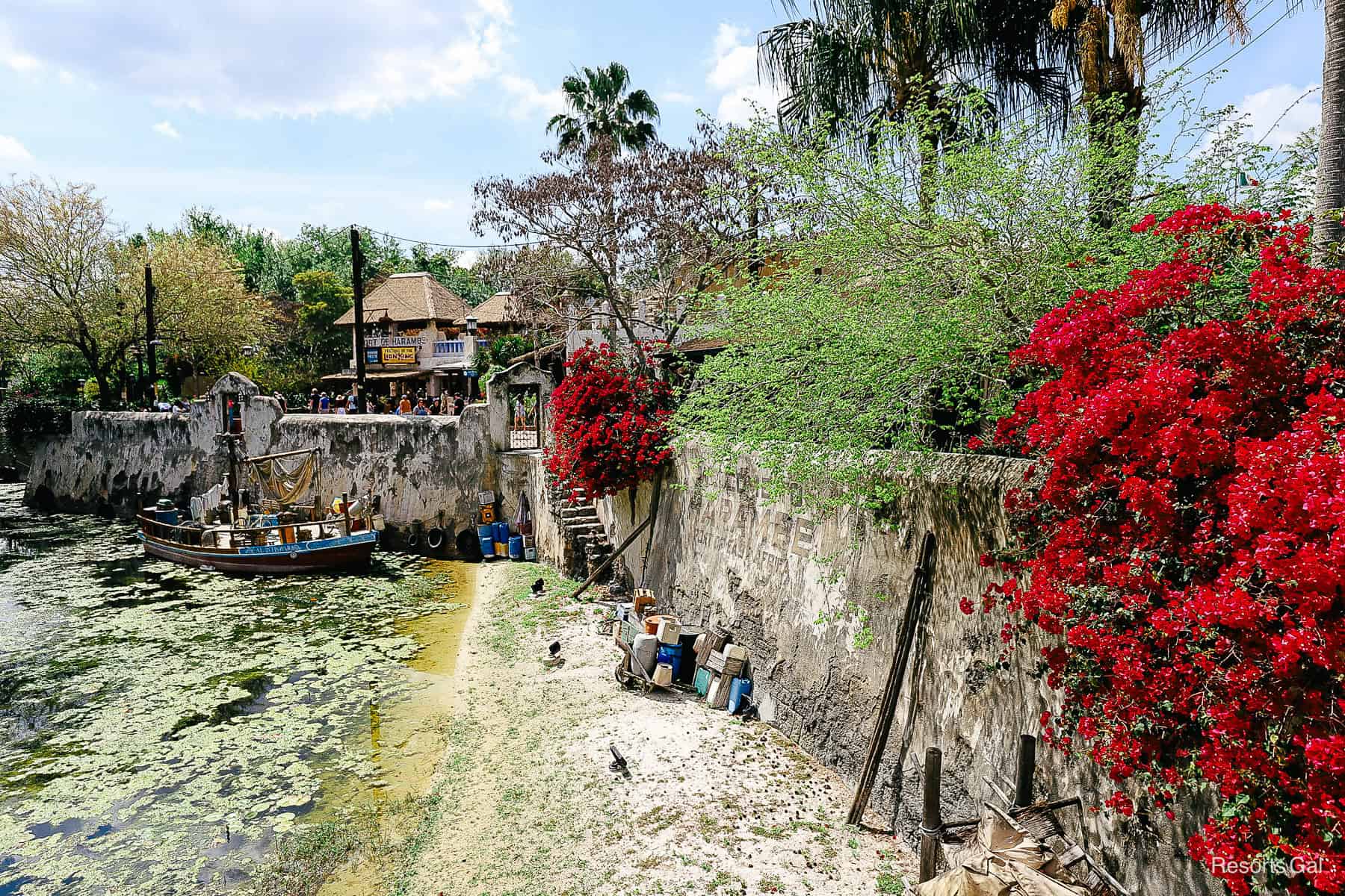 a view of the Africa section of Animal Kingdom taken from a bridge 