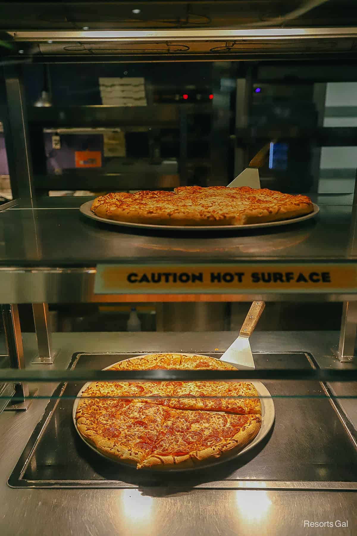 a pizza on display at the food court at Art of Animation 