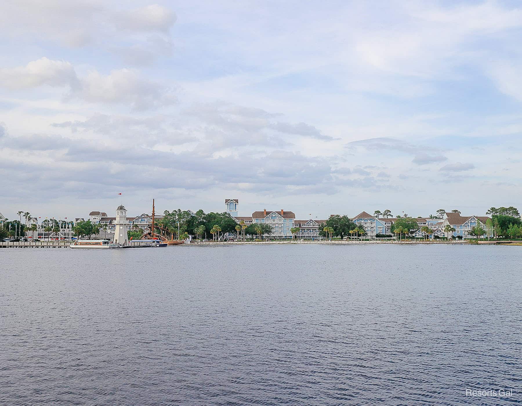 a view to Disney's Beach and Yacht Club's boat dock on Crescent Lake 