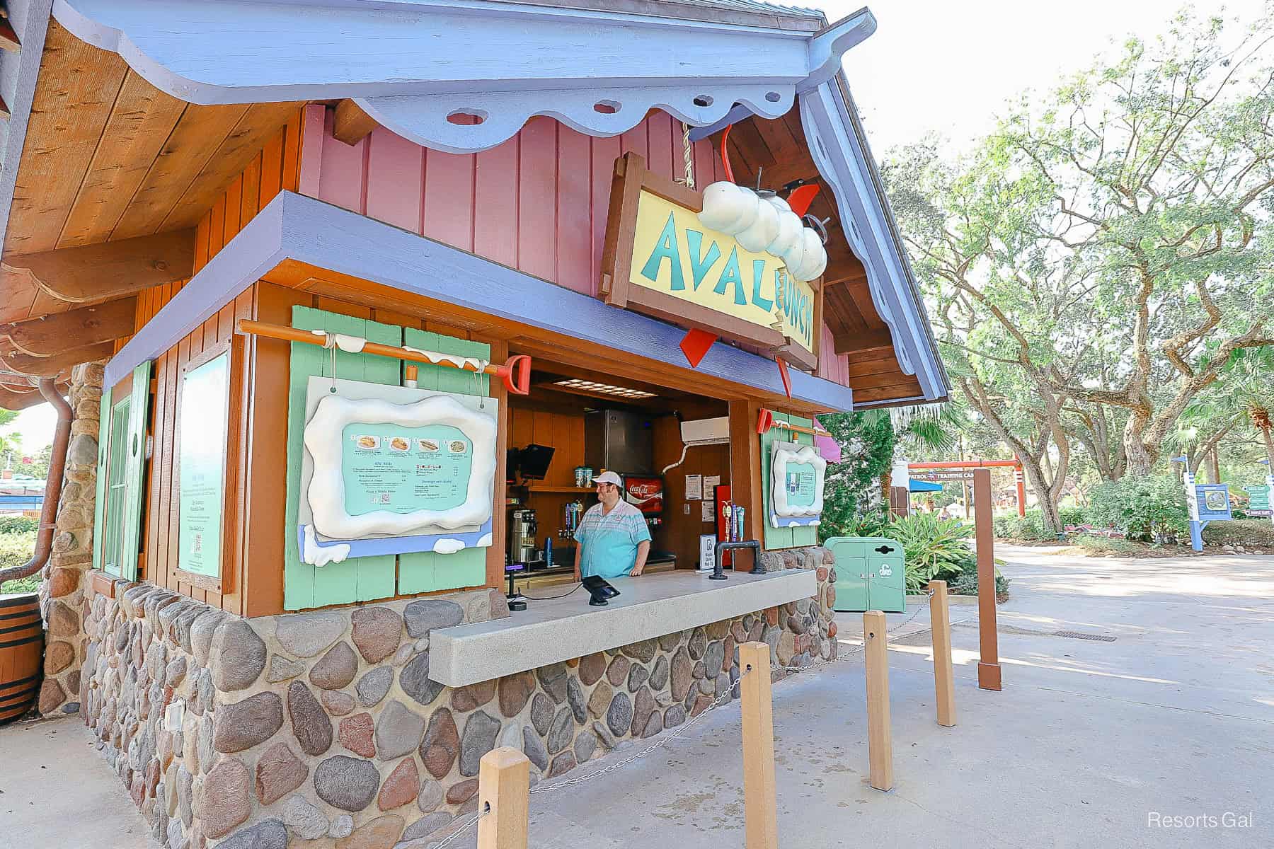 a walk up window quick service location that says Ava Lunch at Blizzard Beach 