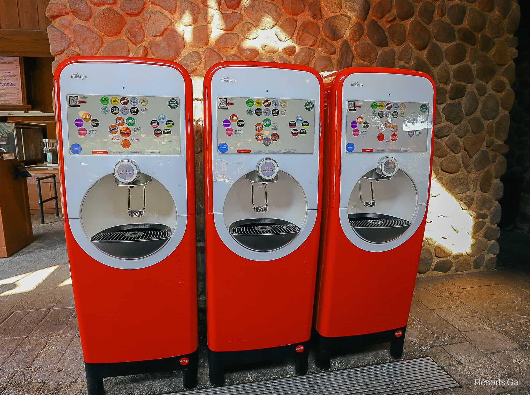 a trio of Coca Cola Freestyle machines at Disney's Blizzard Beach 