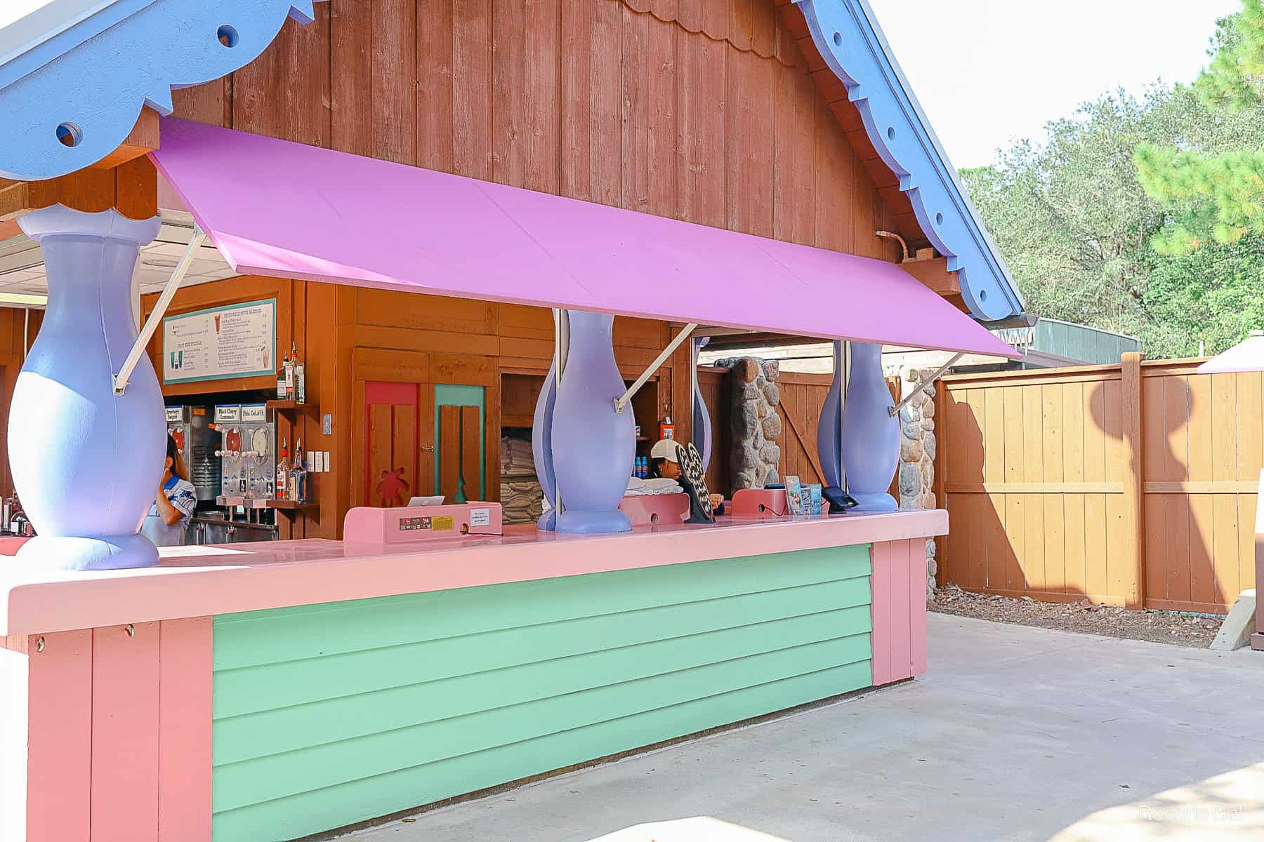 the side of Frostbite Freddy's at Blizzard Beach where guests can rent towels 