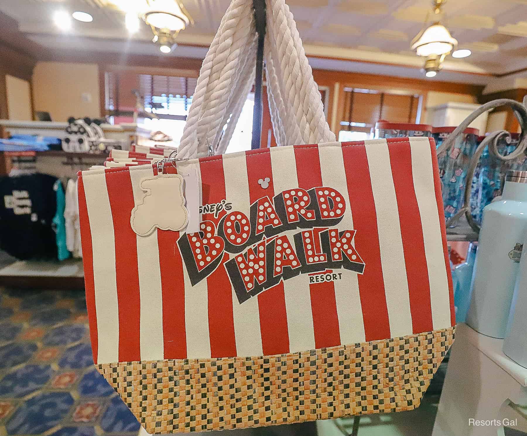 Disney's Boardwalk Resort red-striped beach bag 