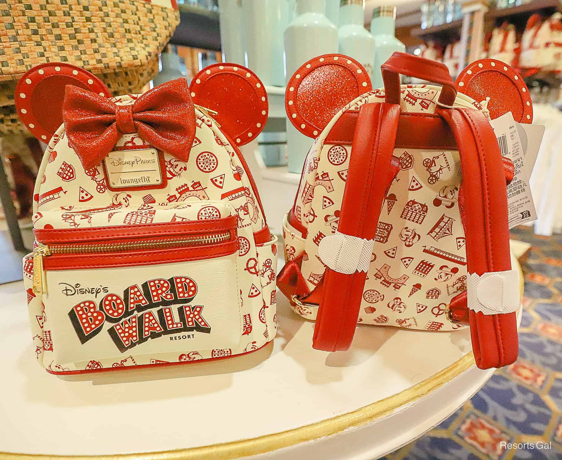 Front and back Disney Boardwalk Loungefly backpack 