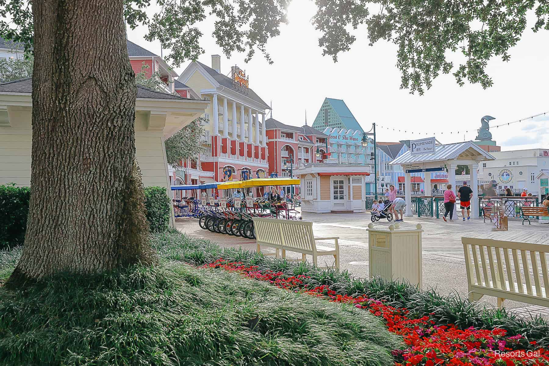 a view of guests enjoying Disney's Boardwalk 