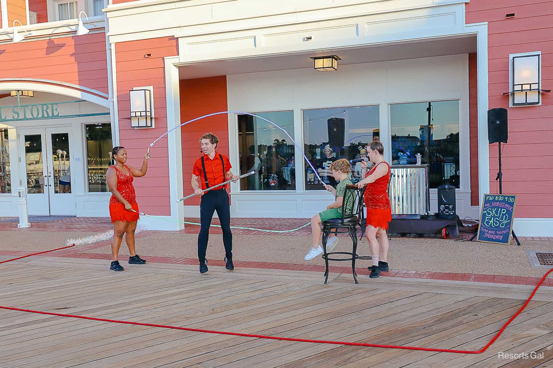 the Skip Easy performing a jump rope routine at Disney's Boardwalk 