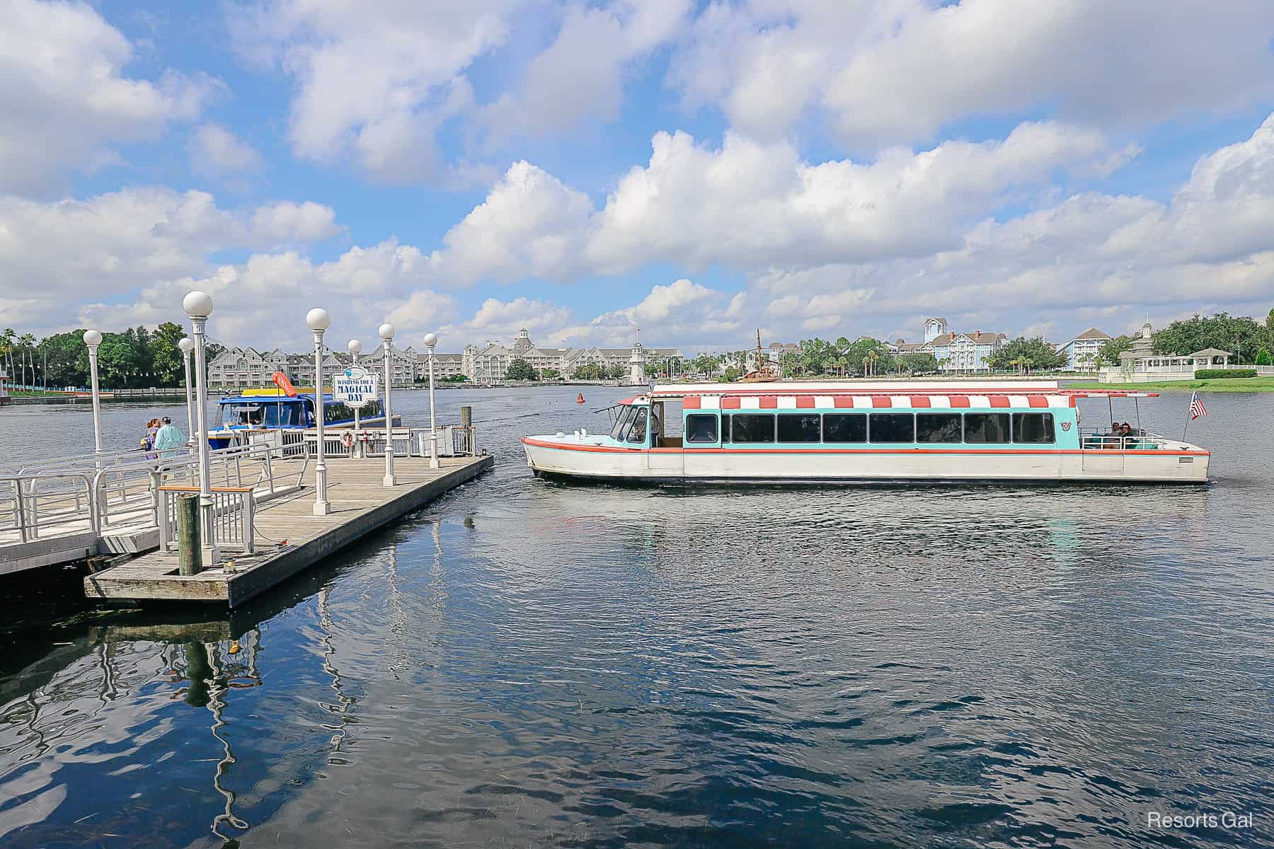 a Friendship docking at Disney's Boardwalk from Epcot 