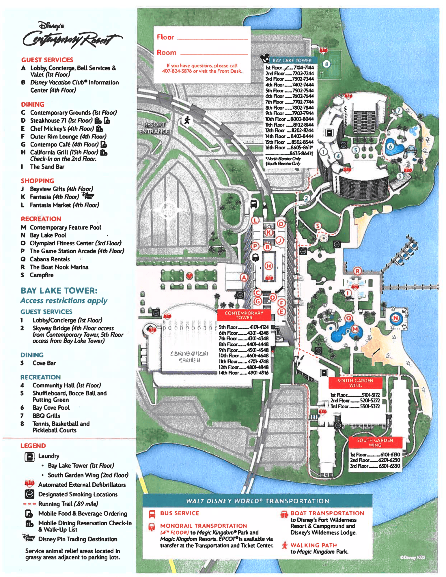 Disney's Contemporary Resort Map 