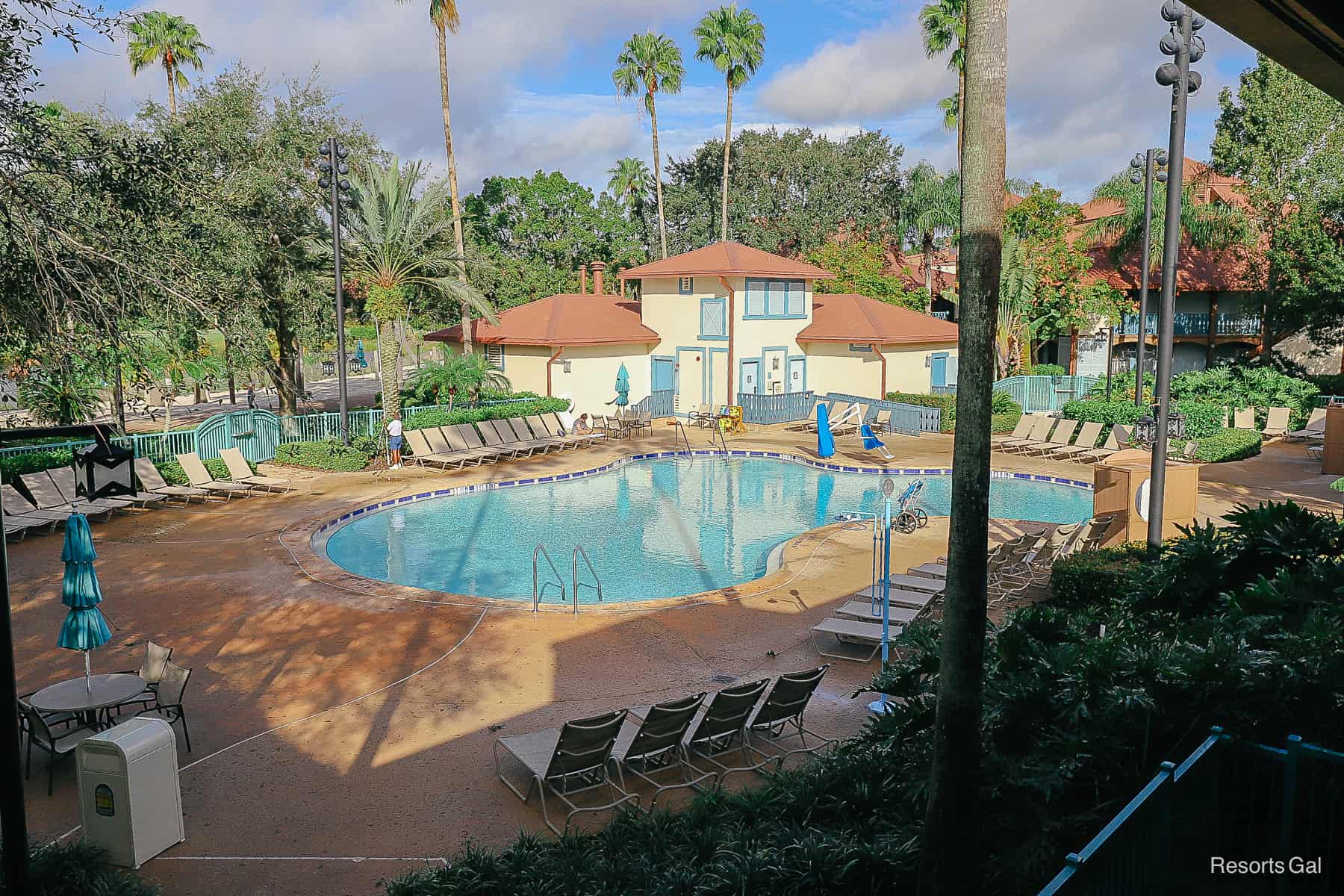 a view of the Cabanas pool area from the second floor of the village 
