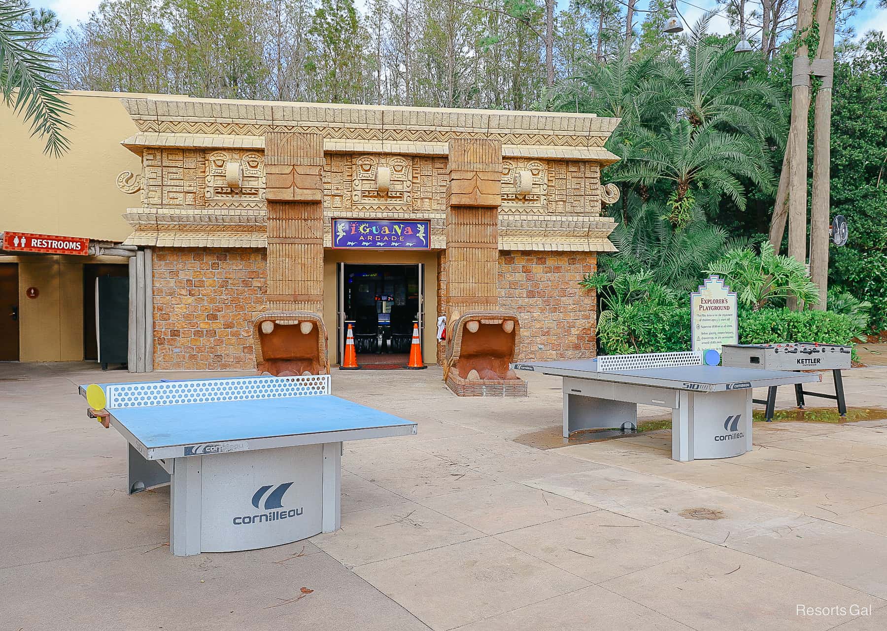 the Iguana Arcade sits behind the game tables at the feature pool at Coronado Springs 