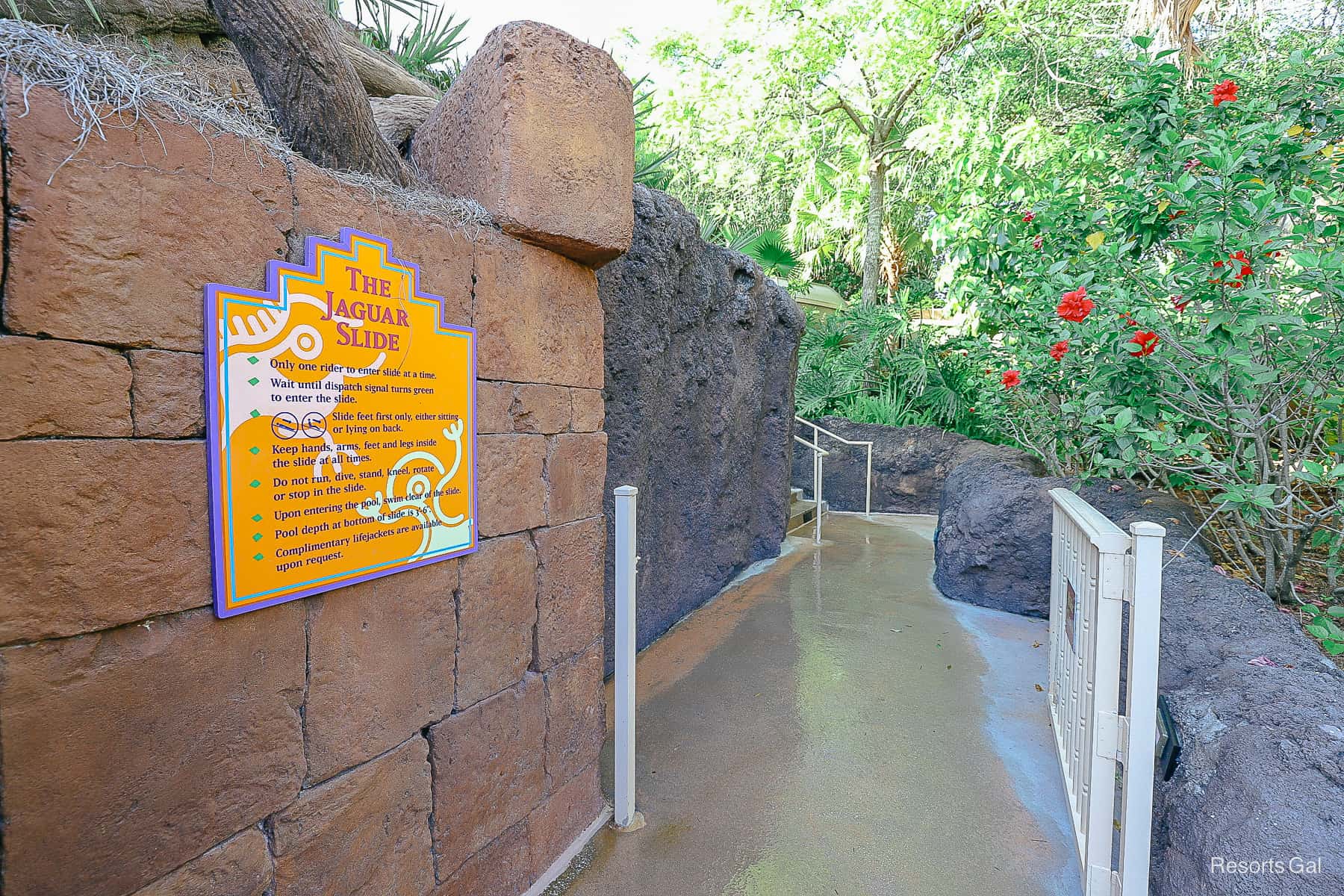 a walkway leading to the entrance of the Jaguar slide at Coronado Springs 