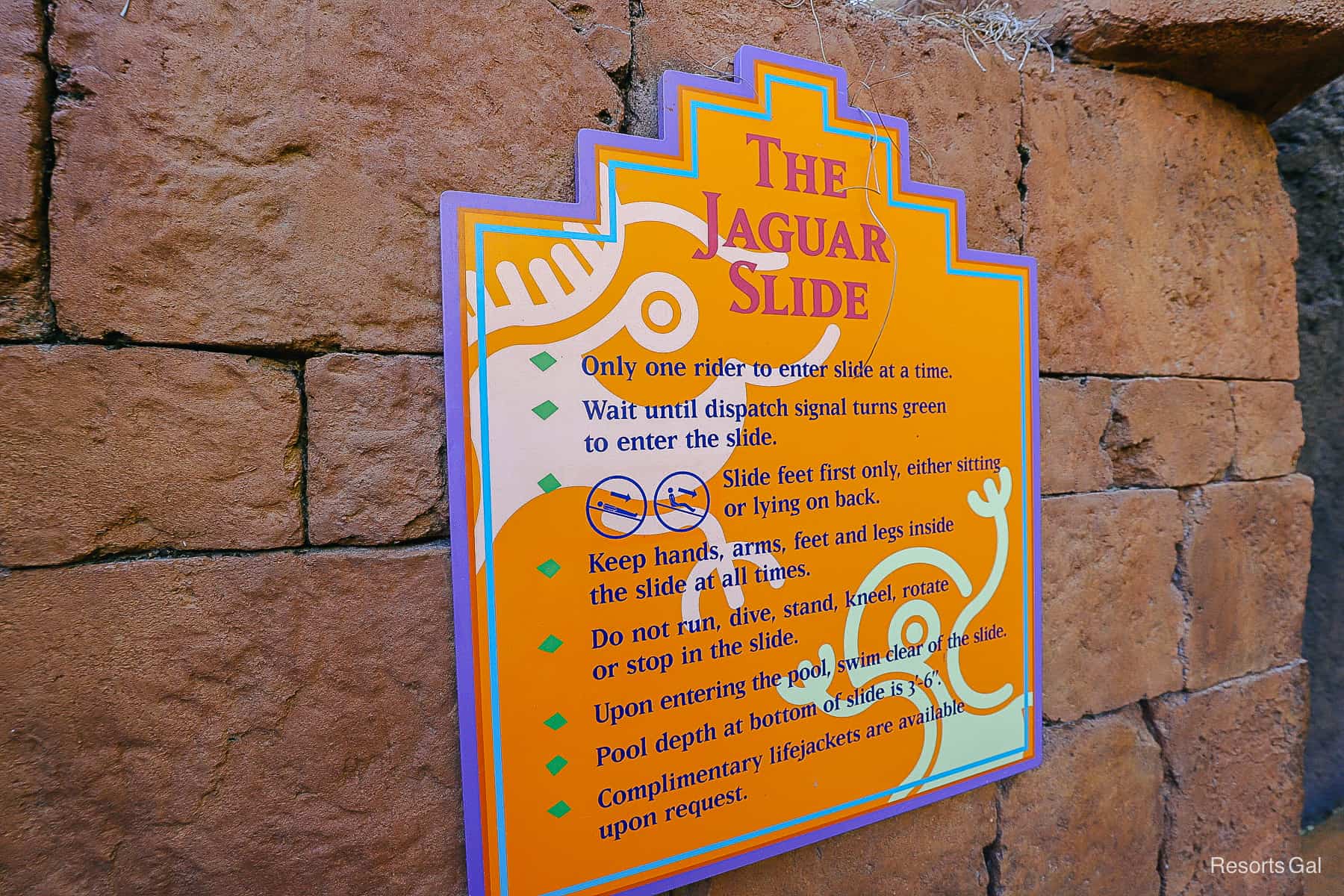 Posted rules for the Jaguar Slide at Coronado Springs 