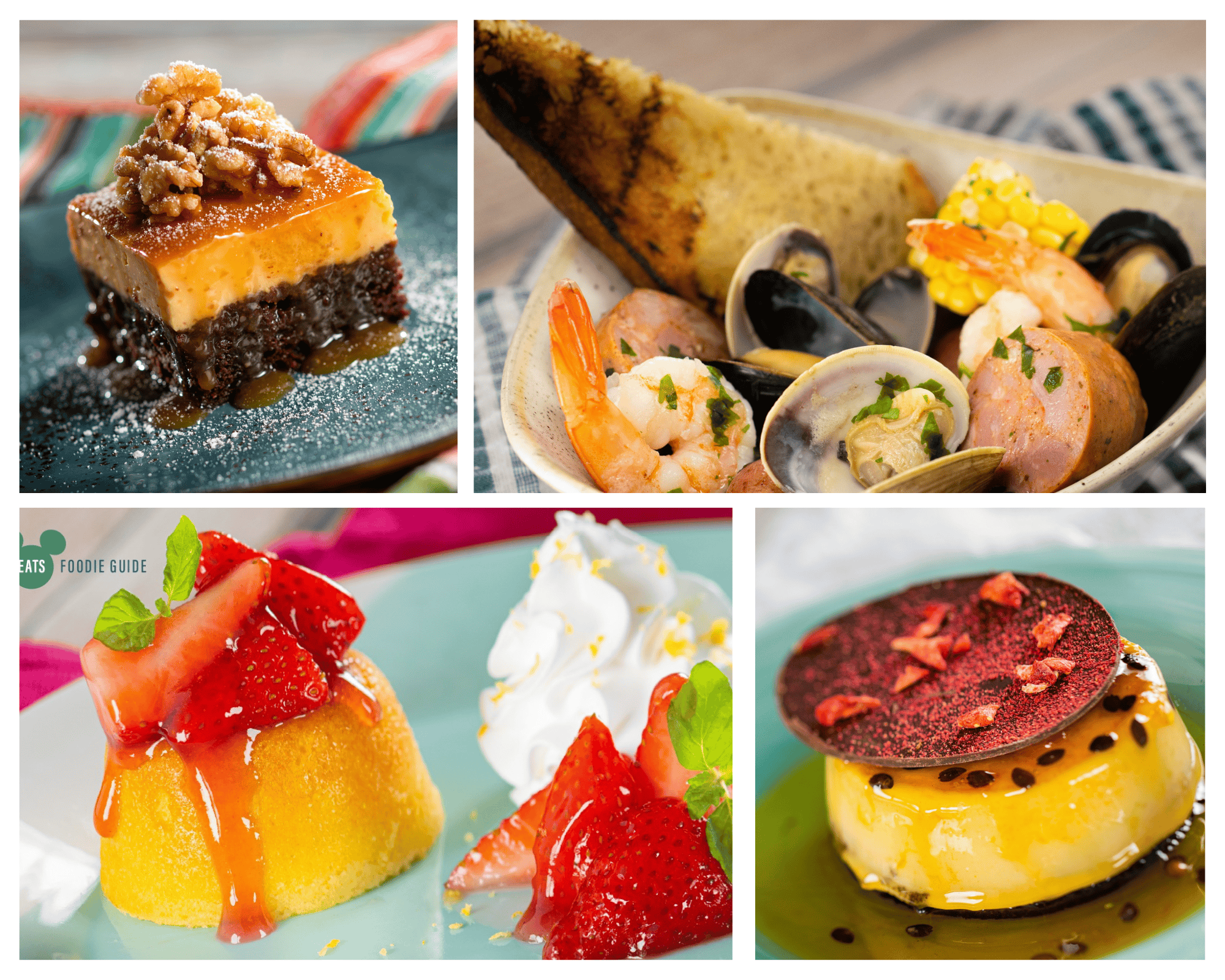 collage of four dishes coming to the Epcot Flower and Garden Festival Outdoor Kitchens