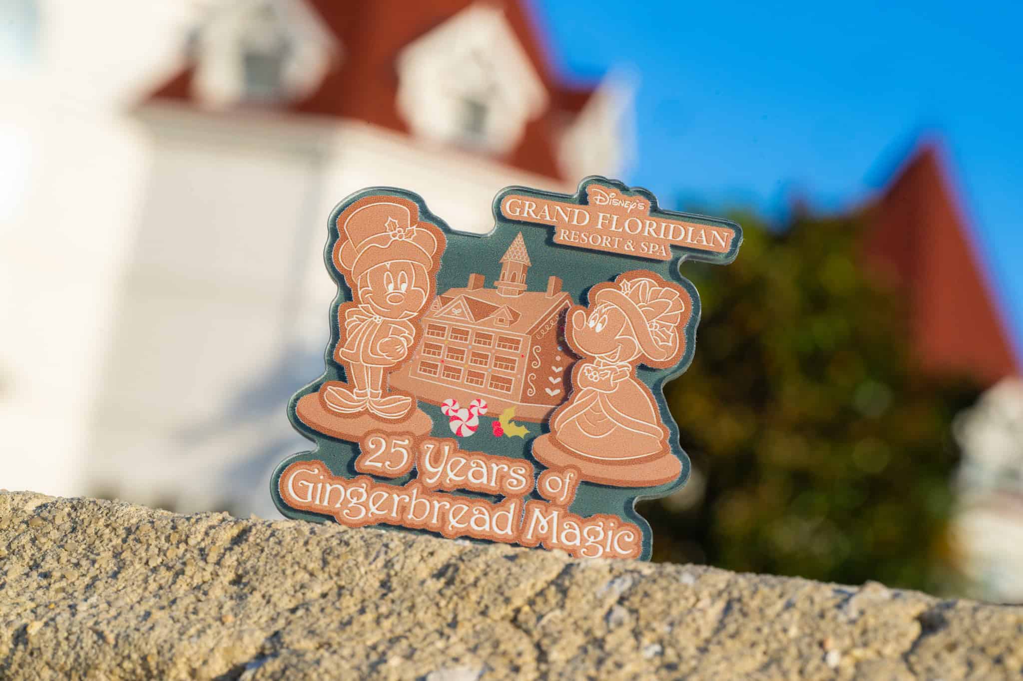 25th anniversary gingerbread magnet for Disney's Grand Floridian featuring Mickey and Minnie Mouse 