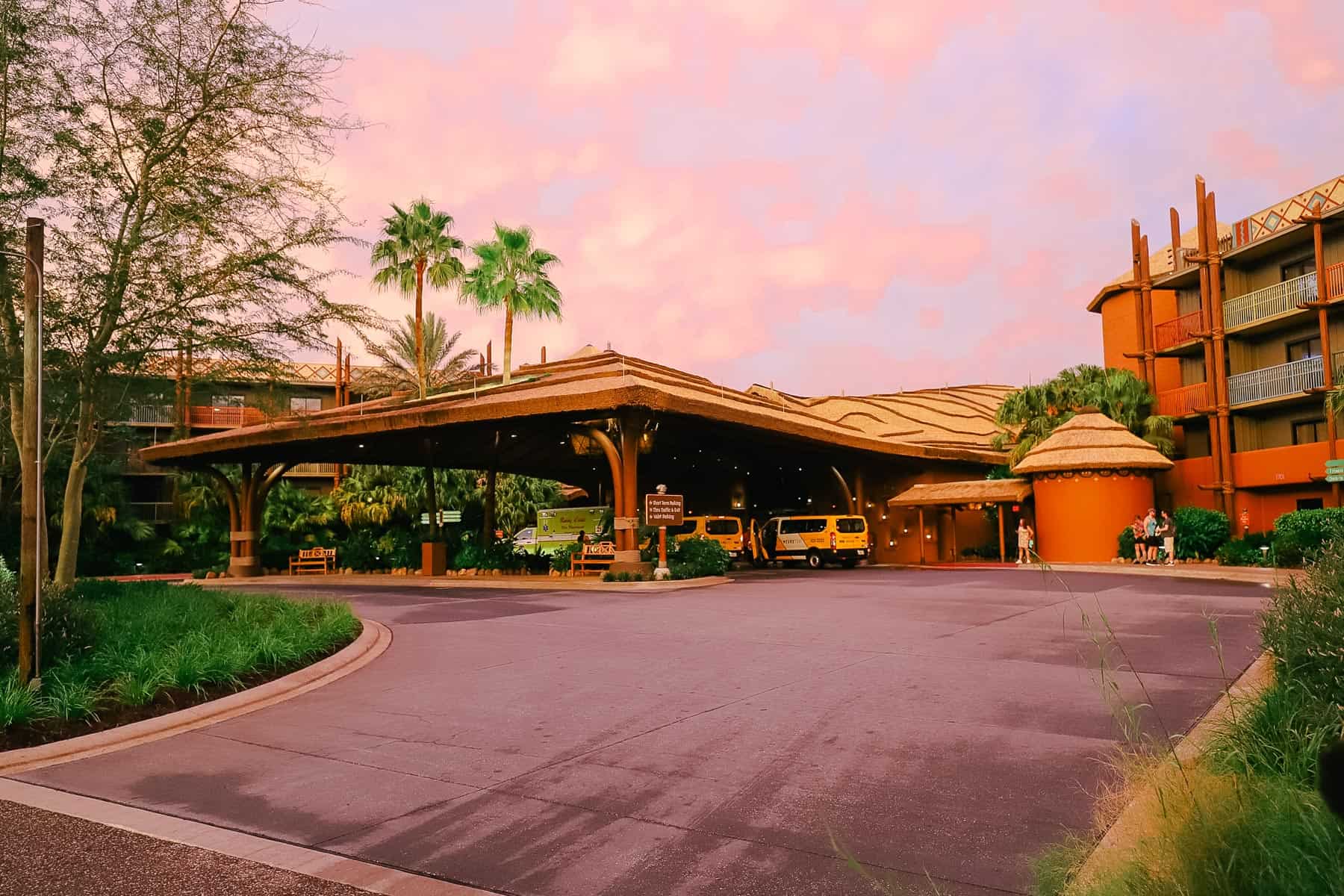 the entrance to Kidani Village at sunset 