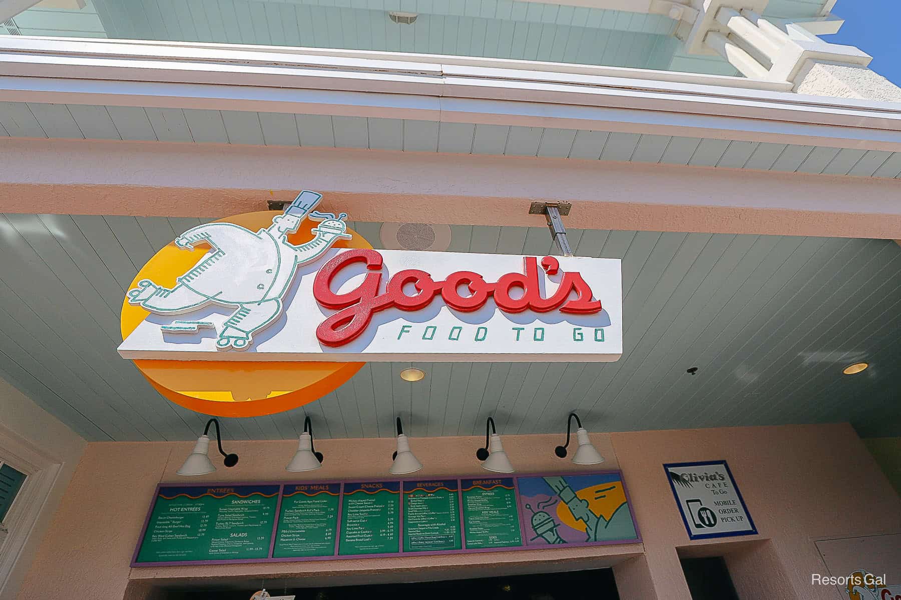 a sign that says Good's Food To Go, Old Key West's quick service restaurant 