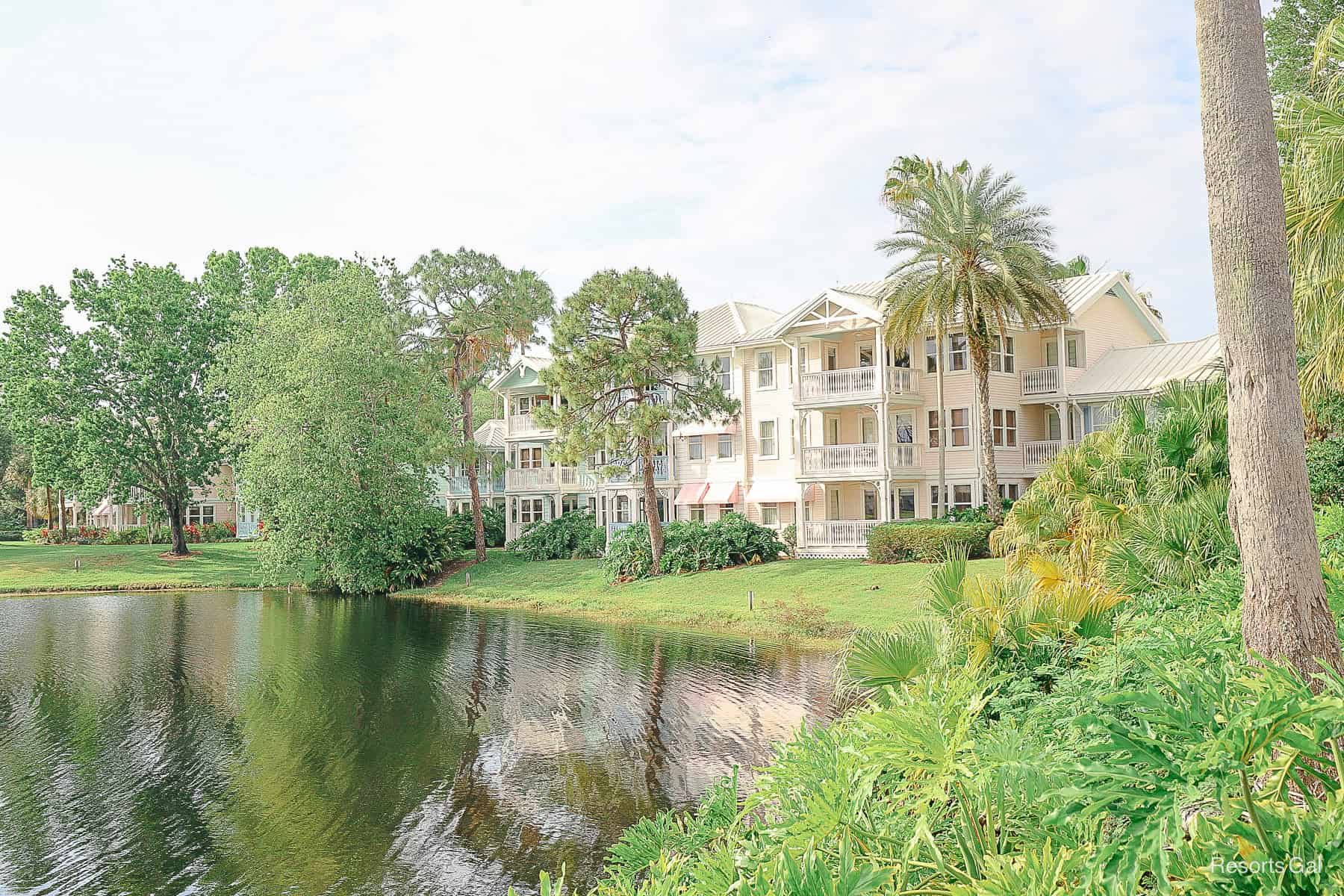 a lake with buildings at Disney's Old Key West 